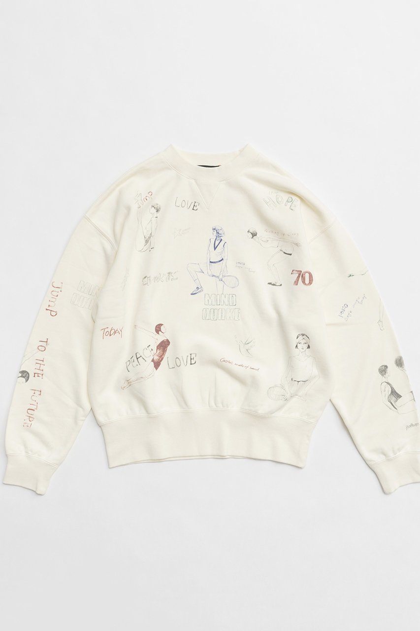 【メゾンスペシャル/MAISON SPECIAL】のVintage Style Drawing Sweatshirt/ヴィンテージドローイングスウェット インテリア・キッズ・メンズ・レディースファッション・服の通販 founy(ファニー) 　ファッション　Fashion　レディースファッション　WOMEN　トップス・カットソー　Tops/Tshirt　シャツ/ブラウス　Shirts/Blouses　パーカ　Sweats　ロング / Tシャツ　T-Shirts　スウェット　Sweat　カットソー　Cut and Sewn　イラスト　Illustration　ヴィンテージ　Vintage　グラフィック　Graphic　シンプル　Simple　ストレッチ　Stretch　スポーツ　Sports　ハーフ　Half　プリント　Print　モチーフ　Motif　NEW・新作・新着・新入荷　New Arrivals　WHT(ホワイト)|ID: prp329100004158424 ipo3291000000028684374