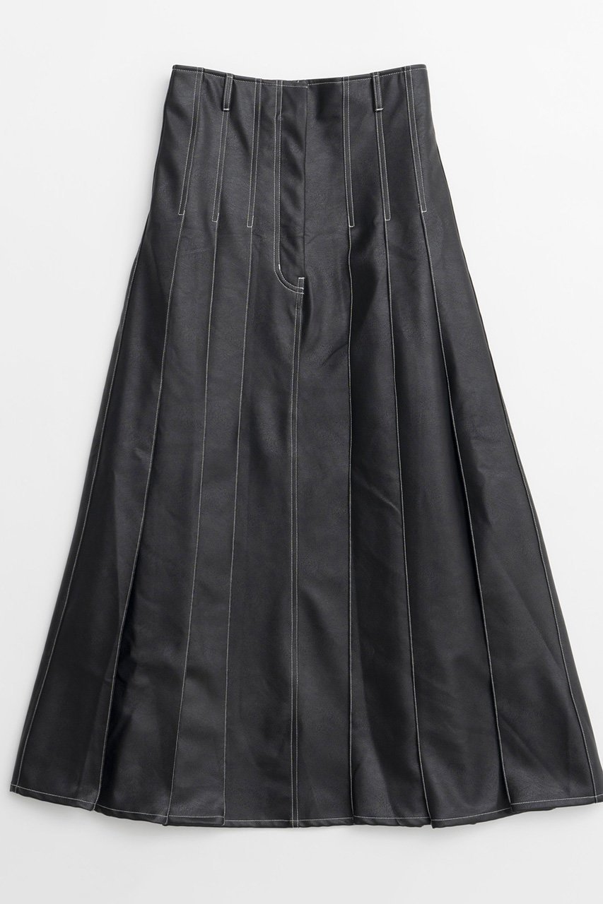 【メゾンスペシャル/MAISON SPECIAL】のTack Pleats faux Leather Long Skirt/タックプリーツフェイクレザーロングスカート インテリア・キッズ・メンズ・レディースファッション・服の通販 founy(ファニー) 　ファッション　Fashion　レディースファッション　Fashion for Women　スカート　Skirts　ロングスカート　Long Skirts / Maxi & Midi Skirts　ウォッシュ　Washed Finish　フェイクレザー　Faux Leather, PU Leather　フレア　Flare, Flared　ロング　Long, Long-Length　ヴィンテージ　Vintage Style　BLK(ブラック)|ID: prp329100004158444 ipo3291000000036925595