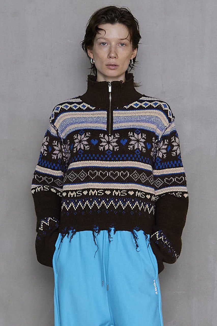【メゾンスペシャル/MAISON SPECIAL】のNordic Pattern Half Zip Knit Tops/ノルディックハーフジップニット 人気、トレンドファッション・服の通販 founy(ファニー) 　ファッション　Fashion　レディースファッション　WOMEN　トップス・カットソー　Tops/Tshirt　ニット　Knit Tops　プルオーバー　Pullover　ショート　Short　ジップ　Zip　タイトスカート　Tight Skirt　ダメージ　Damage　デニム　Denim　モヘア　Mohair　A/W・秋冬　Aw・Autumn/Winter・Fw・Fall-Winter　おすすめ　Recommend　other-5|ID: prp329100004158461 ipo3291000000031399081