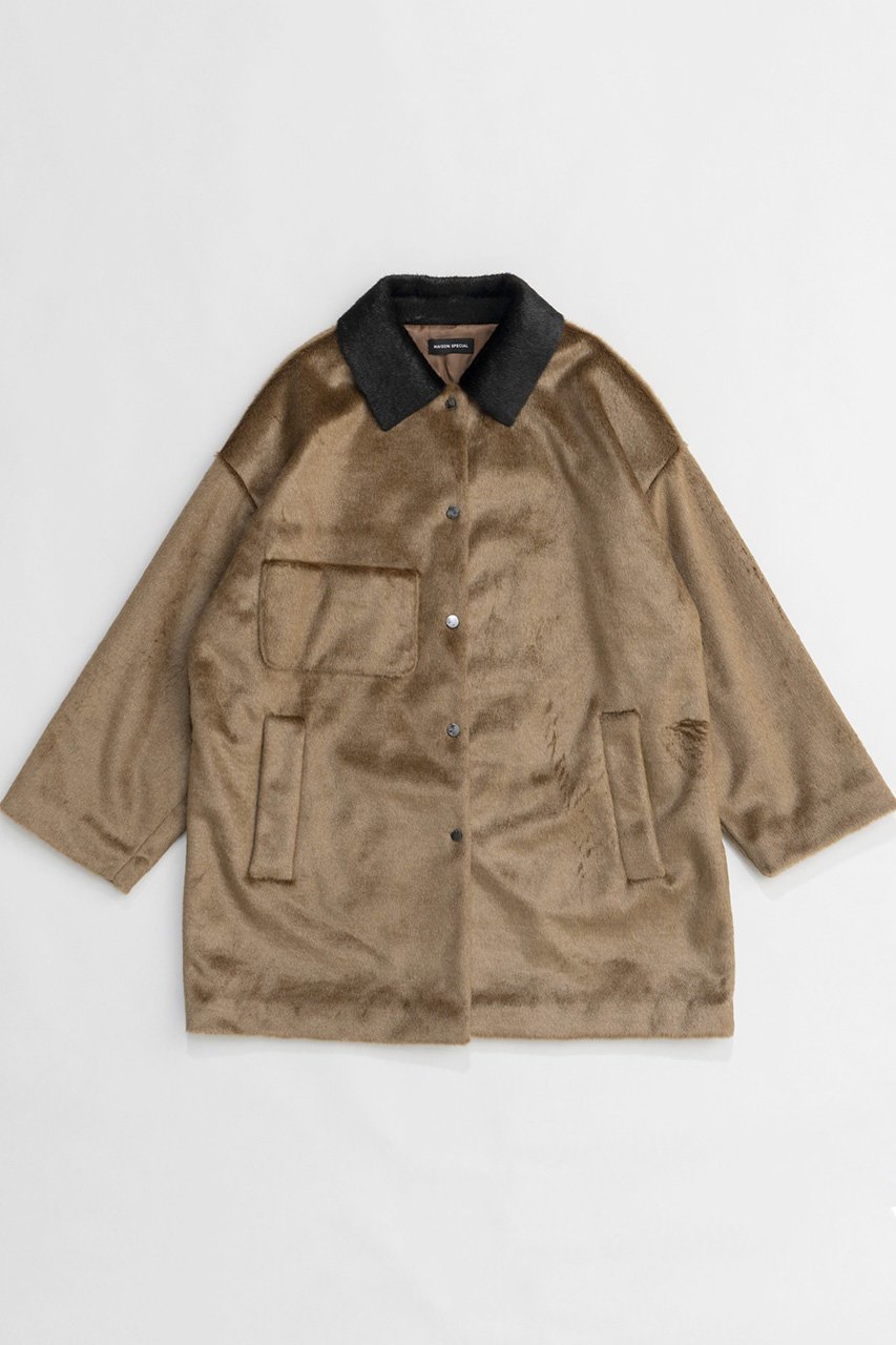 【メゾンスペシャル/MAISON SPECIAL】のFaux Fur Bal Collar Coat/フェイクファーステンカラーコート インテリア・キッズ・メンズ・レディースファッション・服の通販 founy(ファニー) 　ファッション　Fashion　レディースファッション　Fashion for Women　アウター　Coat / Outerwear Collection　コート・ロングコート・ピーコート　Long Coats, Peacoats & More　オケージョン　Occasion Wear　スラックス　Slacks, Dress Pants　タイツ　Tights, Legwear　ダウン　Down, Puffer　チュニック　Tunic, Long Top　フェイクファー　Faux Fur, Imitation Fur　フェイクレザー　Faux Leather, PU Leather　フェミニン　Feminine, Girly　ブルゾン　Blouson, Bomber Jacket　ポケット　Pocket, Pocket Detail　ミドル　Middle Length, Mid Height　ロング　Long, Long-Length　おすすめ　Recommended / Our Picks　CML(キャメル)|ID: prp329100004158469 ipo3291000000036087944