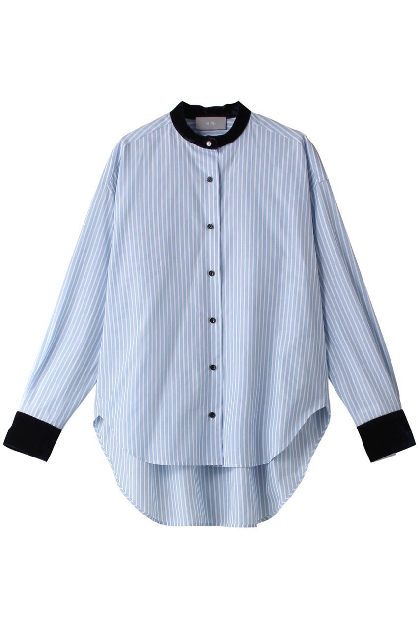 【ヒューエルミュージアム/hueLe Museum】の【hLM】ベルベットコンビブラウス 人気、トレンドファッション・服の通販 founy(ファニー) 　ファッション　Fashion　レディースファッション　Fashion for Women　トップス・カットソー　Cut & Sew Tops　シャツ・ブラウス・オフィスカジュアル　Elegant Blouses & Button-Ups　おすすめ　Recommended / Our Picks　クラシック　Classic, Timeless Style　スタンド　Stand Collar, Upright Stand　スラックス　Slacks, Dress Pants　スリーブ　Sleeve, Long Sleeve / Short Sleeve　タイトスカート　Pencil Skirt, Tight Skirt　デニム　Denim, Jeans Material　パール　Pearl, Pearl Accent　ベルベット　Velvet, Velvety　ロング　Long, Long-Length　エレガント 上品　Elegant　 other-1|ID: prp329100004158518 ipo3291000000035488555