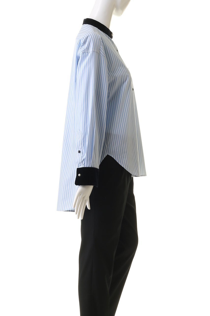 【ヒューエルミュージアム/hueLe Museum】の【hLM】ベルベットコンビブラウス 人気、トレンドファッション・服の通販 founy(ファニー) 　ファッション　Fashion　レディースファッション　Fashion for Women　トップス・カットソー　Cut & Sew Tops　シャツ・ブラウス・オフィスカジュアル　Elegant Blouses & Button-Ups　おすすめ　Recommended / Our Picks　クラシック　Classic, Timeless Style　スタンド　Stand Collar, Upright Stand　スラックス　Slacks, Dress Pants　スリーブ　Sleeve, Long Sleeve / Short Sleeve　タイトスカート　Pencil Skirt, Tight Skirt　デニム　Denim, Jeans Material　パール　Pearl, Pearl Accent　ベルベット　Velvet, Velvety　ロング　Long, Long-Length　エレガント 上品　Elegant　other-3|ID: prp329100004158518 ipo3291000000035488559