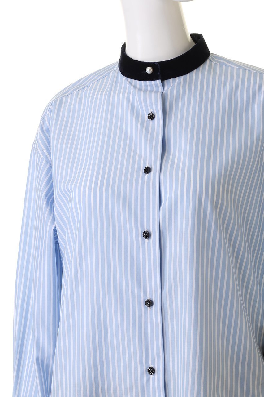 【ヒューエルミュージアム/hueLe Museum】の【hLM】ベルベットコンビブラウス 人気、トレンドファッション・服の通販 founy(ファニー) 　ファッション　Fashion　レディースファッション　Fashion for Women　トップス・カットソー　Cut & Sew Tops　シャツ・ブラウス・オフィスカジュアル　Elegant Blouses & Button-Ups　おすすめ　Recommended / Our Picks　クラシック　Classic, Timeless Style　スタンド　Stand Collar, Upright Stand　スラックス　Slacks, Dress Pants　スリーブ　Sleeve, Long Sleeve / Short Sleeve　タイトスカート　Pencil Skirt, Tight Skirt　デニム　Denim, Jeans Material　パール　Pearl, Pearl Accent　ベルベット　Velvet, Velvety　ロング　Long, Long-Length　エレガント 上品　Elegant　other-5|ID: prp329100004158518 ipo3291000000035958764