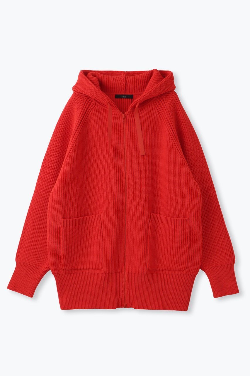 【レリル/lelill】のハイテク畦フーディー インテリア・キッズ・メンズ・レディースファッション・服の通販 founy(ファニー) 　ファッション　Fashion　レディースファッション　Fashion for Women　アウター　Coat / Outerwear Collection　コート・ロングコート・ピーコート　Long Coats, Peacoats & More　アンサンブル　Ensemble Set　ショート　Short, Short Length　リブニット　Rib Knit, Ribbed Knit　定番　Standard, Basic Item　畦　Ribbed Knit　レッド|ID: prp329100004159651 ipo3291000000032922899