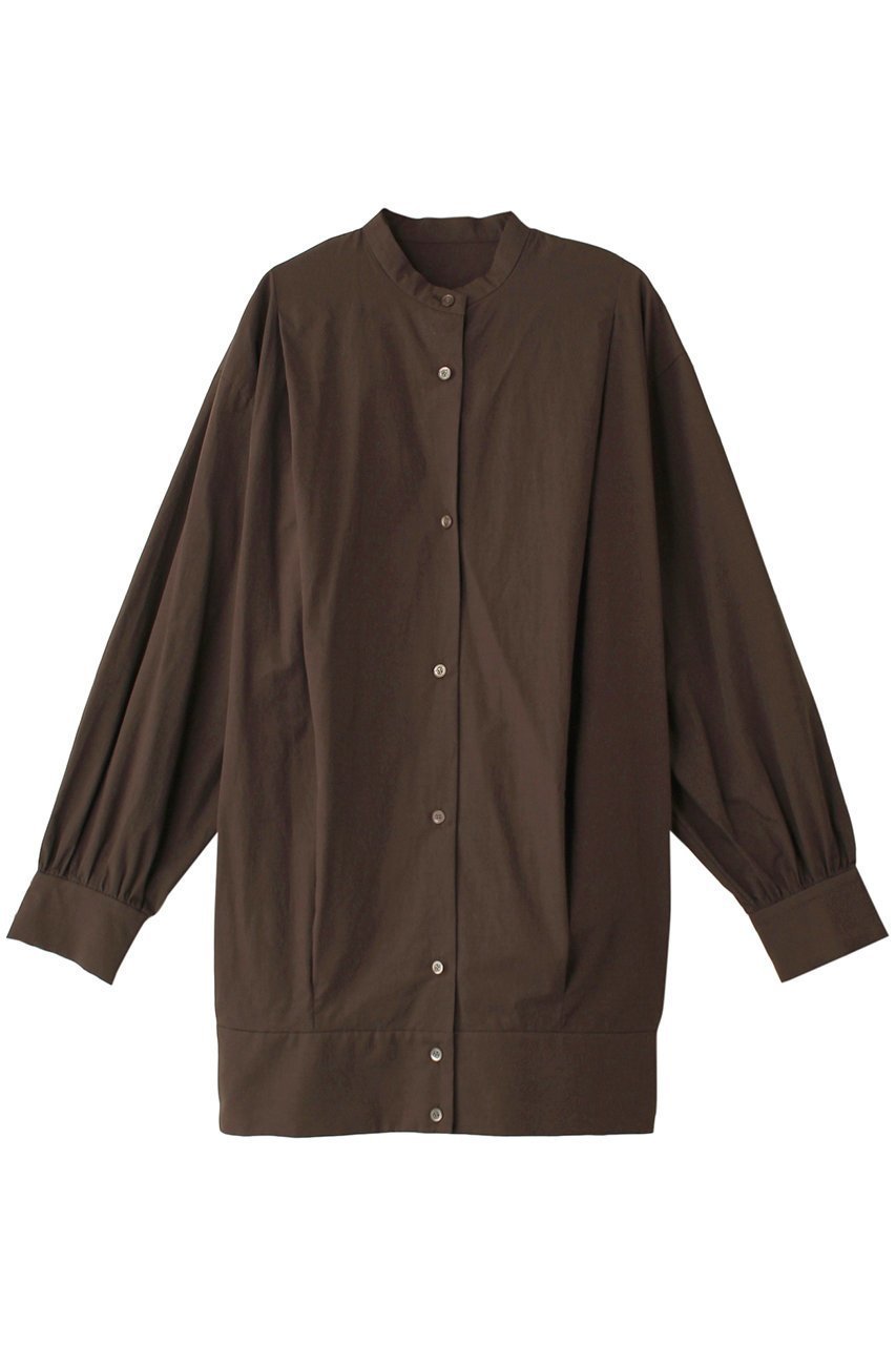【リムアーク/RIM.ARK】のOversized cocoon SH/シャツ インテリア・キッズ・メンズ・レディースファッション・服の通販 founy(ファニー) 　ファッション　Fashion　レディースファッション　Fashion for Women　トップス・カットソー　Cut & Sew Tops　シャツ・ブラウス・オフィスカジュアル　Elegant Blouses & Button-Ups　おすすめ　Recommended / Our Picks　シャーリング　Shirring, Ruched　スリーブ　Sleeve, Long Sleeve / Short Sleeve　タイプライター　Typewriter Fabric, Crisp Cotton　チュニック　Tunic, Long Top　リラックス　Relax, Relaxed Fit　ロング　Long, Long-Length　ブラウン|ID: prp329100004159709 ipo3291000000032791843