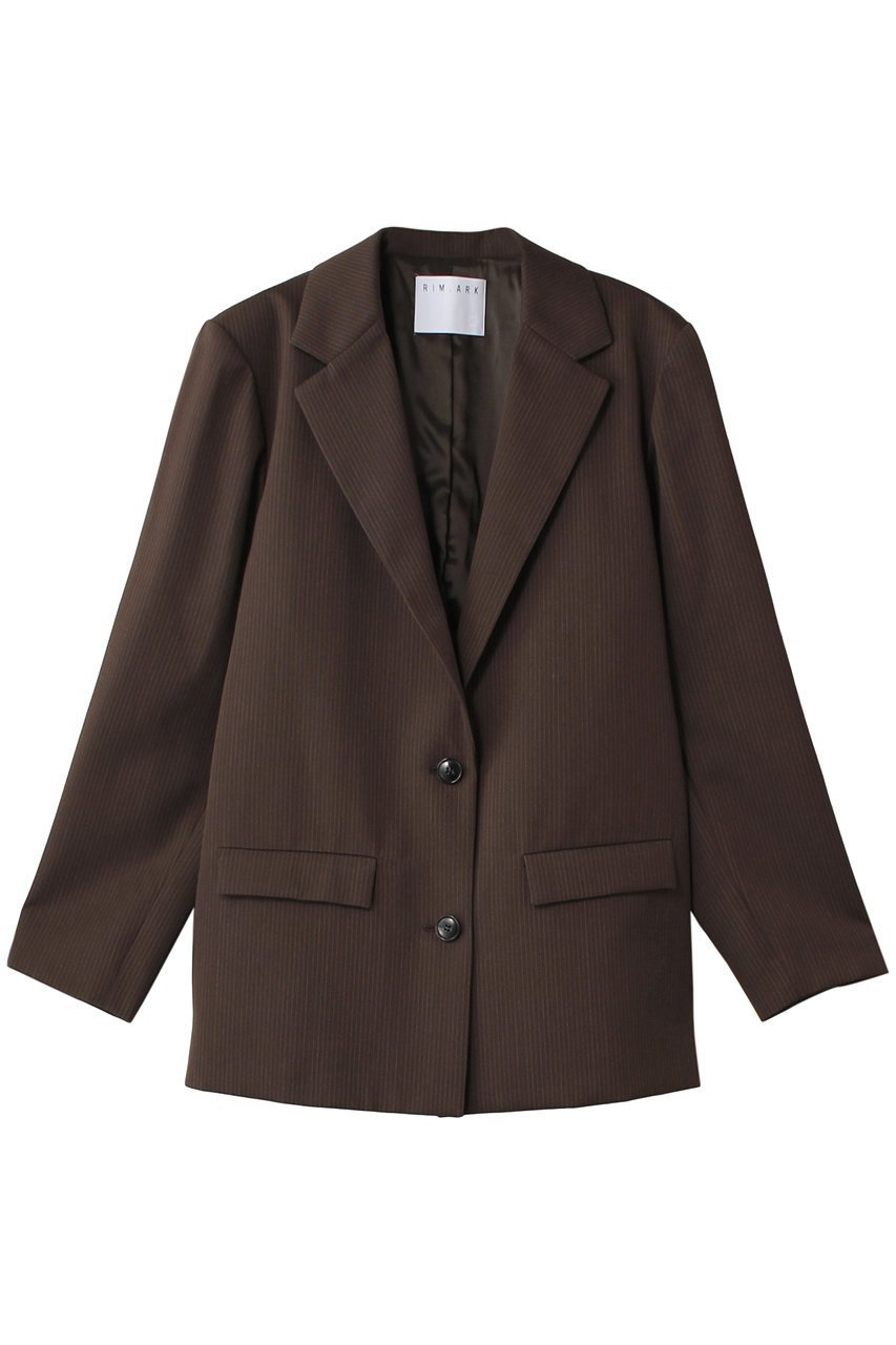【リムアーク/RIM.ARK】のGabardine stripe JK/ジャケット インテリア・キッズ・メンズ・レディースファッション・服の通販 founy(ファニー) 　ファッション　Fashion　レディースファッション　Fashion for Women　アウター　Coat / Outerwear Collection　レディースジャケット・軽アウター　Jackets　クール　Cool, Chic　ジャケット　Jacket, Outerwear　セットアップ　Set-Up, Coordinated Outfit　ボックス　Boxy, Box Shape　マニッシュ　Mannish, Boyish　ダークブラウン|ID: prp329100004159710 ipo3291000000032925768