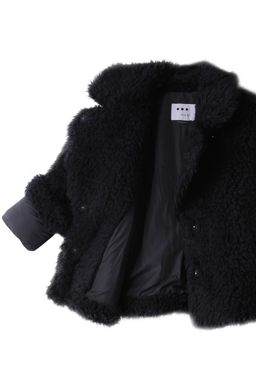 【スリー ドッツ/three dots】のエコペルファーショートコート 人気、トレンドファッション・服の通販 founy(ファニー) 　ファッション　Fashion　レディースファッション　Fashion for Women　アウター　Coat / Outerwear Collection　コート・ロングコート・ピーコート　Long Coats, Peacoats & More　ショート　Short, Short Length　シンプル　Simple, Minimal　テーラード　Tailored, Tailored Fit　フェイクファー　Faux Fur, Imitation Fur　モコモコ　Fuzzy, Fluffy　ラグジュアリー　Luxury, Elegant　other-6|ID: prp329100004159720 ipo3291000000032939963