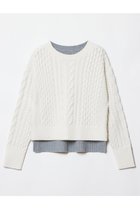 【アルアバイル/allureville】のバイカラーケーブルプルオーバー 人気、トレンドファッション・服の通販 founy(ファニー) ファッション Fashion レディースファッション WOMEN トップス・カットソー Tops/Tshirt ニット Knit Tops プルオーバー Pullover スリット Slit デニム Denim ドロップ Drop プリーツ Pleats NEW・新作・新着・新入荷 New Arrivals thumbnail ホワイト|ID: prp329100004160987 ipo3291000000028722993