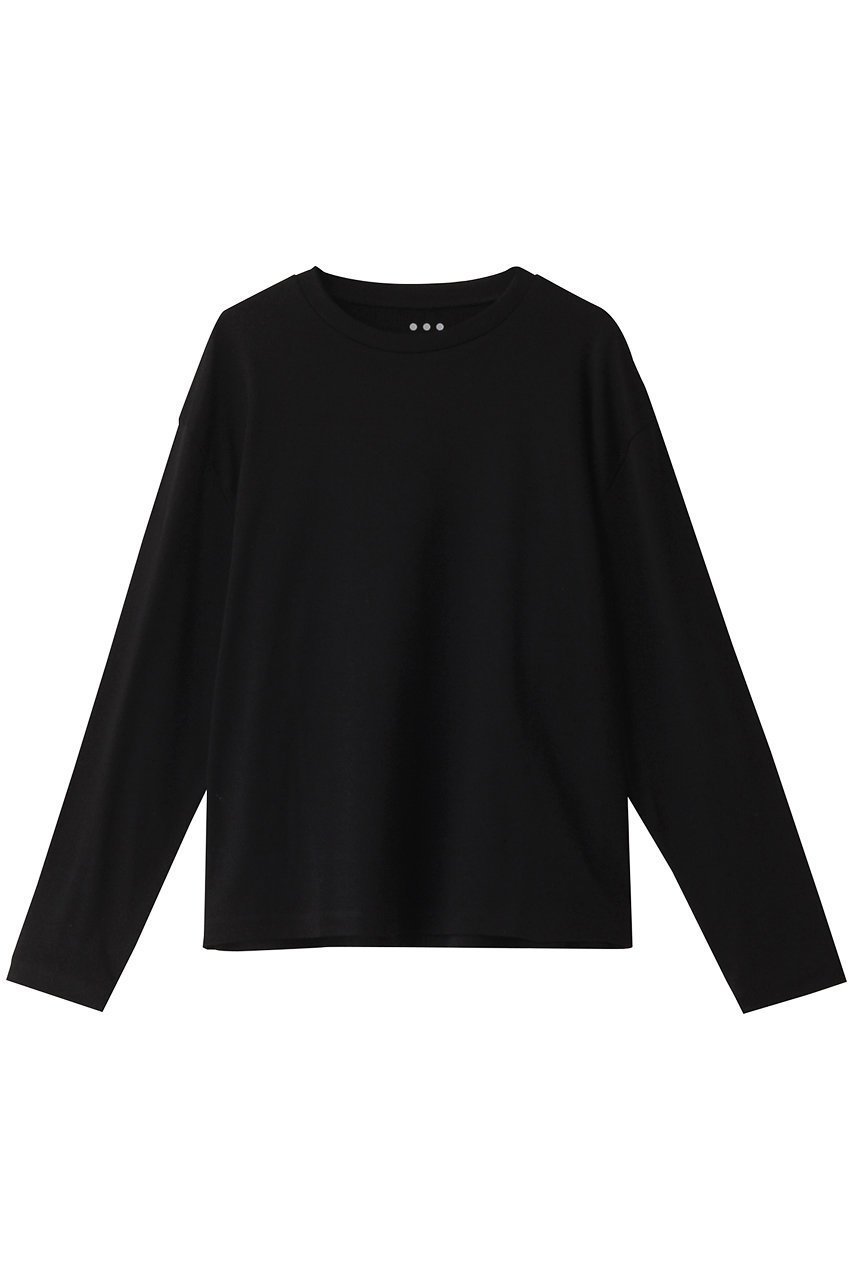 【スリー ドッツ/three dots】のシルキーコットンニットロングスリーブ インテリア・キッズ・メンズ・レディースファッション・服の通販 founy(ファニー) 　ファッション　Fashion　レディースファッション　Fashion for Women　トップス・カットソー　Cut & Sew Tops　ニット　Knit Tops & Sweaters　シャツ・ブラウス・オフィスカジュアル　Elegant Blouses & Button-Ups　ロングTシャツ・Tシャツ　Longline T-Shirts & Tees　カットソー・ベーシックTシャツ　Cut-and-Sewn Tops / Stretch Tees & Basics　インナー　Innerwear　スリーブ　Sleeve, Long Sleeve / Short Sleeve　ロング　Long, Long-Length　ブラック|ID: prp329100004161033 ipo3291000000032896284