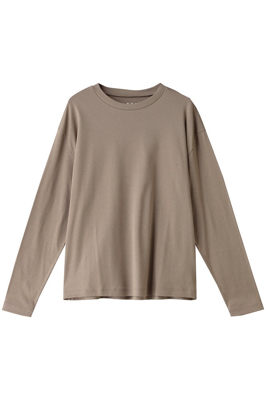 【スリー ドッツ/three dots】のシルキーコットンニットロングスリーブ インテリア・キッズ・メンズ・レディースファッション・服の通販 founy(ファニー) 　ファッション　Fashion　レディースファッション　Fashion for Women　トップス・カットソー　Cut & Sew Tops　ニット　Knit Tops & Sweaters　シャツ・ブラウス・オフィスカジュアル　Elegant Blouses & Button-Ups　ロングTシャツ・Tシャツ　Longline T-Shirts & Tees　カットソー・ベーシックTシャツ　Cut-and-Sewn Tops / Stretch Tees & Basics　インナー　Innerwear　スリーブ　Sleeve, Long Sleeve / Short Sleeve　ロング　Long, Long-Length　グレーベージュ|ID: prp329100004161033 ipo3291000000032896287