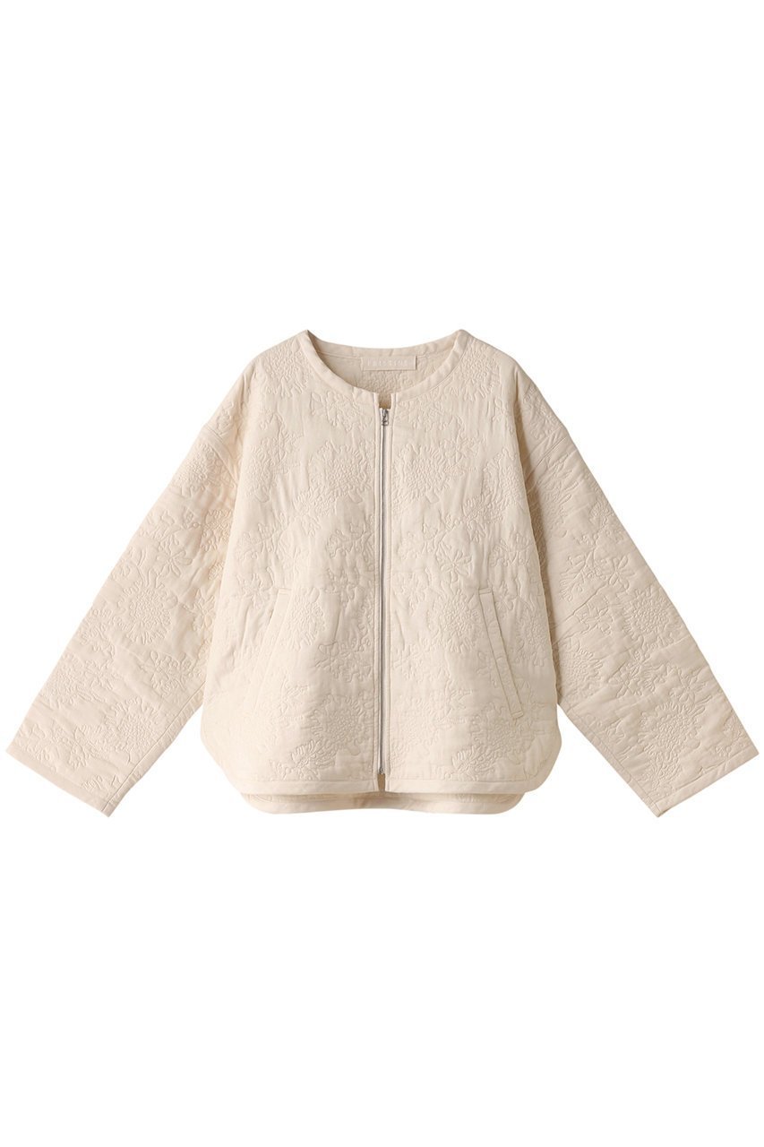 【プリスティン/PRISTINE】のフラワーキルトノーカラージャケット インテリア・キッズ・メンズ・レディースファッション・服の通販 founy(ファニー) 　ファッション　Fashion　レディースファッション　Fashion for Women　アウター　Coat / Outerwear Collection　レディースジャケット・軽アウター　Jackets　ノーカラージャケット / シンプル上品コーデ　Collarless Jackets　なめらか　Smooth, Silky Texture　キルト　Quilt, Quilted Fabric　ジップアップ　Zip-Up, Full Zip　ジャケット　Jacket, Outerwear　スポーティ　Sporty, Casual Athletic　フェミニン　Feminine, Girly　フラワー　Flower, Floral　ラウンド　Round, Round Neck　エレガント 上品　Elegant　ナチュラル|ID: prp329100004161078 ipo3291000000032946365