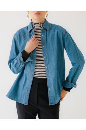 【デザイン ワークス/DESIGN WORKS】のTU ES MON TRESOR 別注デニムシャツ 人気、トレンドファッション・服の通販 founy(ファニー) ファッション Fashion レディースファッション Fashion for Women トップス・カットソー Cut & Sew Tops シャツ・ブラウス・オフィスカジュアル Elegant Blouses & Button-Ups インディゴ Indigo Denim 春 Spring クラシック Classic, Timeless Style スリーブ Sleeve, Long Sleeve / Short Sleeve ターコイズ Turquoise, Blue-Green デニム Denim, Jeans Material 定番 Standard, Basic Item フィット Fit, Slim Fit ベロア Velour, Soft Velvet 別注 Limited Edition, Custom Order モダン Modern, Contemporary ヨーク Yoke, Yoke Design ロング Long, Long-Length S/S・春夏 SS, Spring/Summer, Warm Season 日本製 Made In Japan 夏 Summer |ID:prp329100004161087