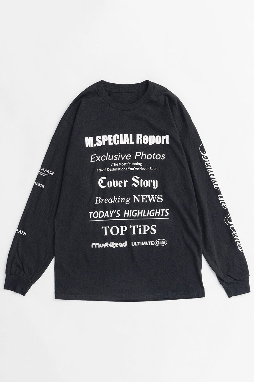 【メゾンスペシャル/MAISON SPECIAL】のMAGAZINE HEADING Long Sleeve T-shirt/MAGAZINE HEADINGロングスリーブTシャツ インテリア・キッズ・メンズ・レディースファッション・服の通販 founy(ファニー) 　ファッション　Fashion　レディースファッション　WOMEN　トップス・カットソー　Tops/Tshirt　シャツ/ブラウス　Shirts/Blouses　ロング / Tシャツ　T-Shirts　カットソー　Cut and Sewn　ウォッシャブル　Washable　グラフィック　Graphic　スリーブ　Sleeve　フロント　Front　ロング　Long　NEW・新作・新着・新入荷　New Arrivals　雑誌　Magazine　BLK(ブラック)|ID: prp329100004162618 ipo3291000000028743713