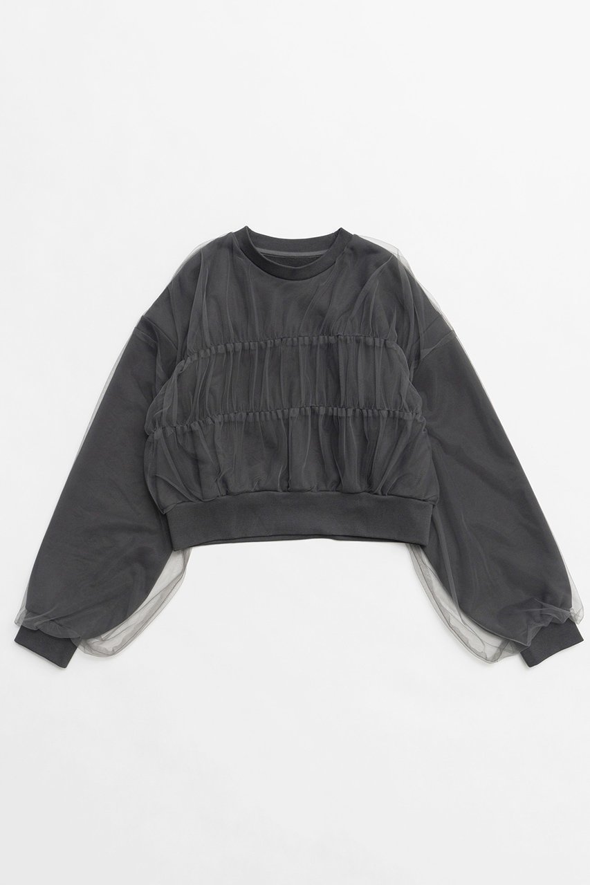 【メゾンスペシャル/MAISON SPECIAL】のTulle Layered Sweatshirt/チュールレイヤードスウェット インテリア・キッズ・メンズ・レディースファッション・服の通販 founy(ファニー) 　ファッション　Fashion　レディースファッション　WOMEN　トップス・カットソー　Tops/Tshirt　シャツ/ブラウス　Shirts/Blouses　パーカ　Sweats　ロング / Tシャツ　T-Shirts　スウェット　Sweat　カットソー　Cut and Sewn　シアー　Sheer　シャーリング　Shirring　ショート　Short　シンプル　Simple　スウェット　Sweat　チュール　Tulle　ドッキング　Docking　フォルム　Form　ベーシック　Basic　ボトム　Bottom　ワイド　Wide　NEW・新作・新着・新入荷　New Arrivals　春　Spring　秋　Autumn/Fall　GRY(グレー)|ID: prp329100004162621 ipo3291000000028743728