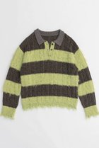 【メゾンスペシャル/MAISON SPECIAL】のCable Knitting Border Rugger Knit Tops/ケーブルボーダーラガーニット KHK(カーキ)|ID: prp329100004162623 ipo3291000000028743739