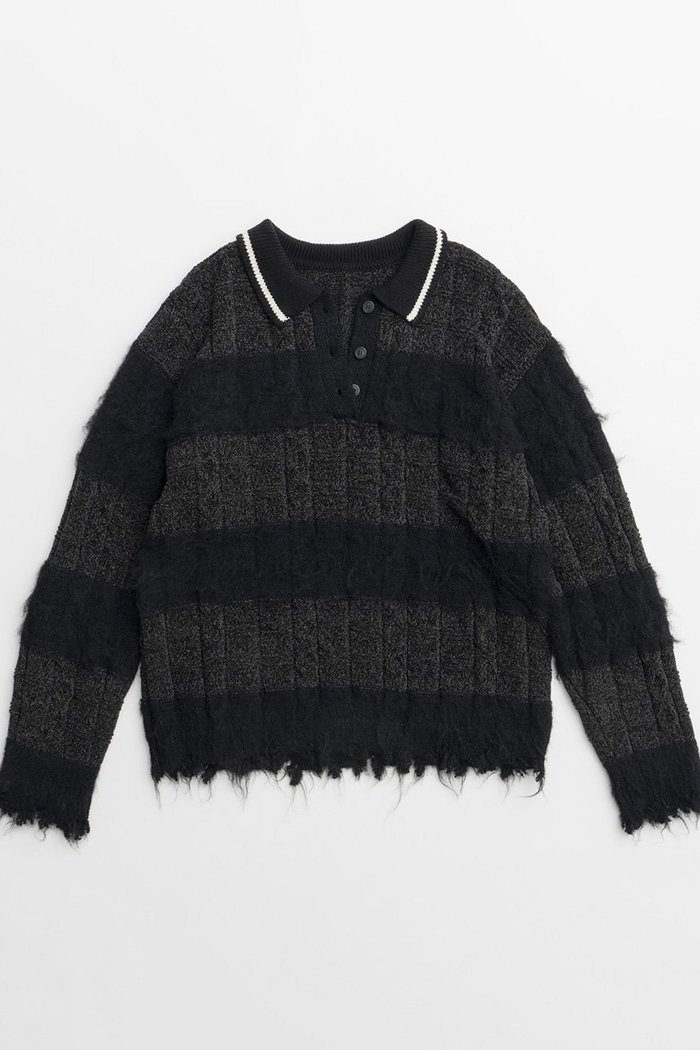 【メゾンスペシャル/MAISON SPECIAL】のCable Knitting Border Rugger Knit Tops/ケーブルボーダーラガーニット インテリア・キッズ・メンズ・レディースファッション・服の通販 founy(ファニー) https://founy.com/ ファッション Fashion レディースファッション Fashion for Women トップス・カットソー Cut & Sew Tops ニット Knit Tops & Sweaters カジュアルプルオーバー・ニットトップス Pullovers & Knit Tops / Casual Pullovers ダメージ Distressed, Destroyed フレア Flare, Flared ボーダー Border, Stripe |ID: prp329100004162623 ipo3291000000032911929