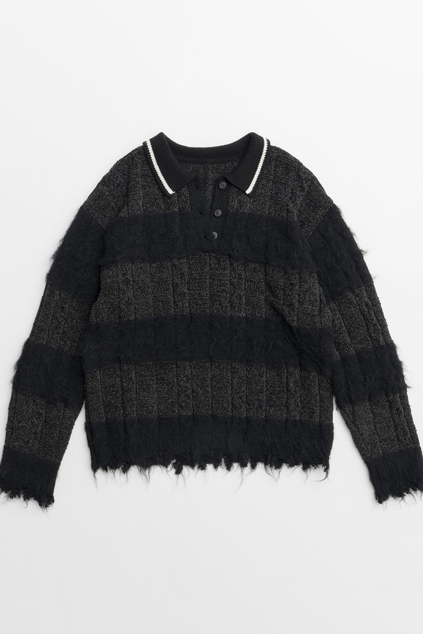 【メゾンスペシャル/MAISON SPECIAL】のCable Knitting Border Rugger Knit Tops/ケーブルボーダーラガーニット 人気、トレンドファッション・服の通販 founy(ファニー) 　ファッション　Fashion　レディースファッション　Fashion for Women　トップス・カットソー　Cut & Sew Tops　ニット　Knit Tops & Sweaters　カジュアルプルオーバー・ニットトップス　Pullovers & Knit Tops / Casual Pullovers　ダメージ　Distressed, Destroyed　フレア　Flare, Flared　ボーダー　Border, Stripe　 other-1|ID: prp329100004162623 ipo3291000000032911929