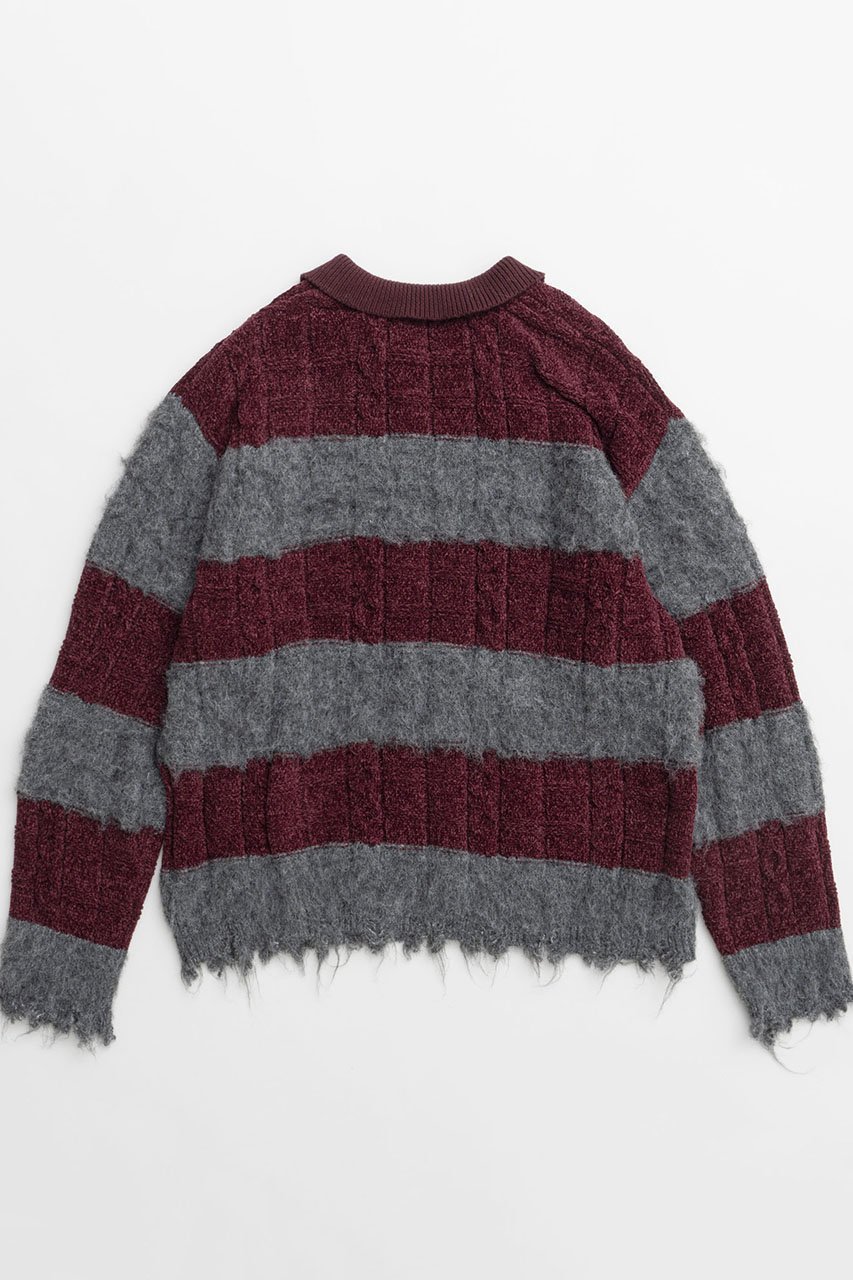 【メゾンスペシャル/MAISON SPECIAL】のCable Knitting Border Rugger Knit Tops/ケーブルボーダーラガーニット 人気、トレンドファッション・服の通販 founy(ファニー) 　ファッション　Fashion　レディースファッション　Fashion for Women　トップス・カットソー　Cut & Sew Tops　ニット　Knit Tops & Sweaters　カジュアルプルオーバー・ニットトップス　Pullovers & Knit Tops / Casual Pullovers　ダメージ　Distressed, Destroyed　フレア　Flare, Flared　ボーダー　Border, Stripe　other-5|ID: prp329100004162623 ipo3291000000032911962