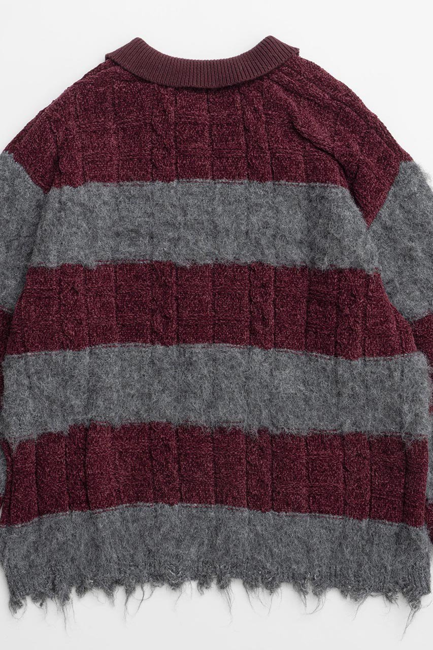 【メゾンスペシャル/MAISON SPECIAL】のCable Knitting Border Rugger Knit Tops/ケーブルボーダーラガーニット 人気、トレンドファッション・服の通販 founy(ファニー) 　ファッション　Fashion　レディースファッション　Fashion for Women　トップス・カットソー　Cut & Sew Tops　ニット　Knit Tops & Sweaters　カジュアルプルオーバー・ニットトップス　Pullovers & Knit Tops / Casual Pullovers　ダメージ　Distressed, Destroyed　フレア　Flare, Flared　ボーダー　Border, Stripe　other-6|ID: prp329100004162623 ipo3291000000032911967