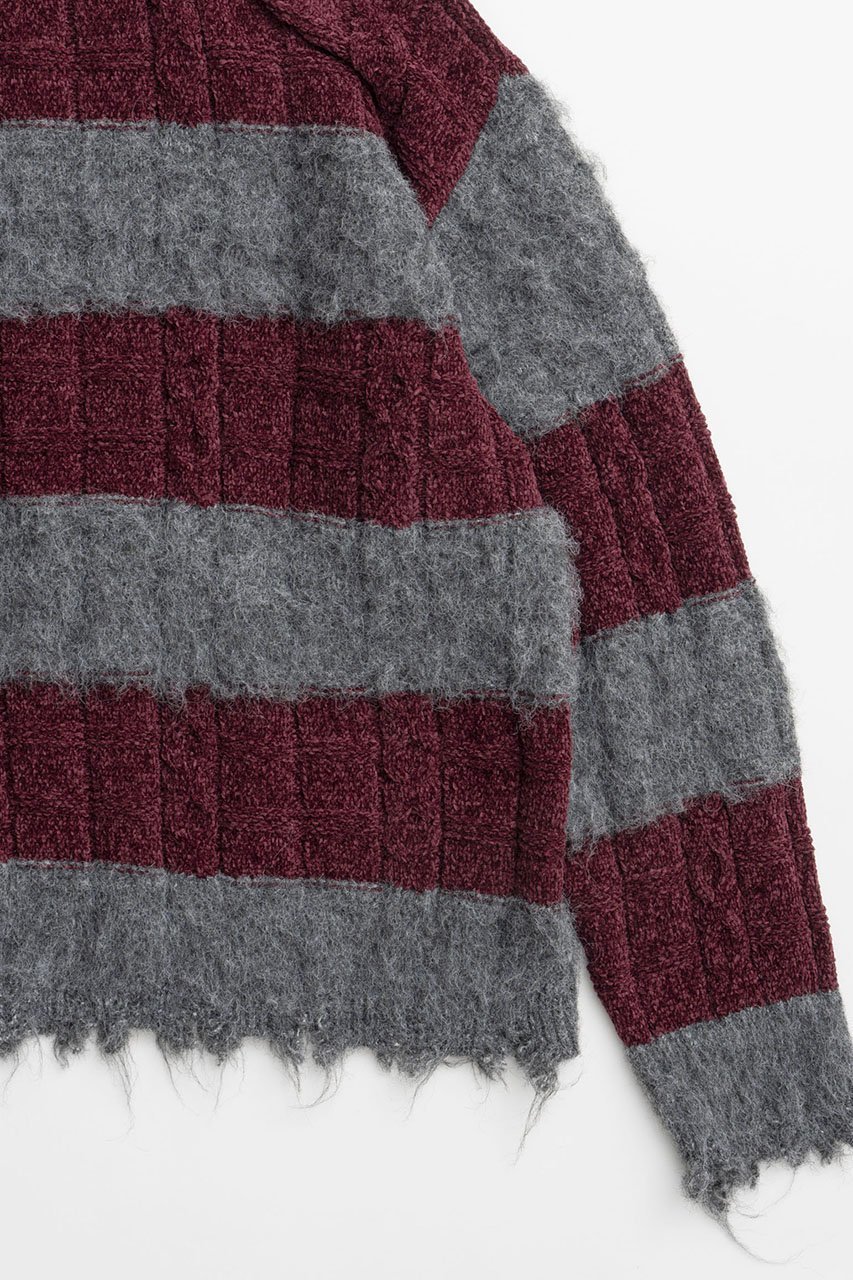 【メゾンスペシャル/MAISON SPECIAL】のCable Knitting Border Rugger Knit Tops/ケーブルボーダーラガーニット 人気、トレンドファッション・服の通販 founy(ファニー) 　ファッション　Fashion　レディースファッション　Fashion for Women　トップス・カットソー　Cut & Sew Tops　ニット　Knit Tops & Sweaters　カジュアルプルオーバー・ニットトップス　Pullovers & Knit Tops / Casual Pullovers　ダメージ　Distressed, Destroyed　フレア　Flare, Flared　ボーダー　Border, Stripe　other-7|ID: prp329100004162623 ipo3291000000032911970