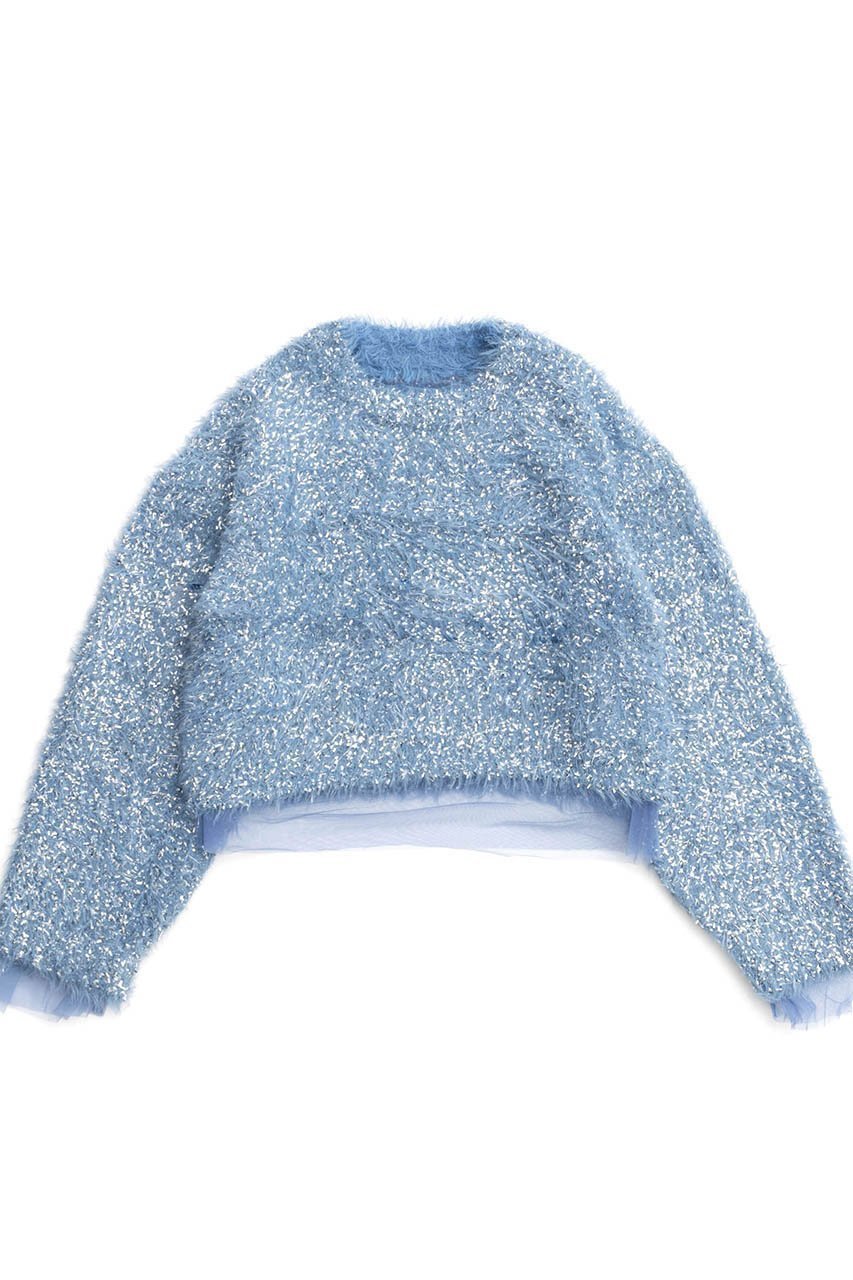 【メゾンスペシャル/MAISON SPECIAL】のSparkling Shaggy Knit Pullover/キラキラシャギープルオーバー インテリア・キッズ・メンズ・レディースファッション・服の通販 founy(ファニー) 　ファッション　Fashion　レディースファッション　WOMEN　トップス・カットソー　Tops/Tshirt　ニット　Knit Tops　プルオーバー　Pullover　イエロー　Yellow　インナー　Inner　チュール　Tulle　NEW・新作・新着・新入荷　New Arrivals　長袖　Long Sleeve　BLU(ブルー)|ID: prp329100004162626 ipo3291000000028743752