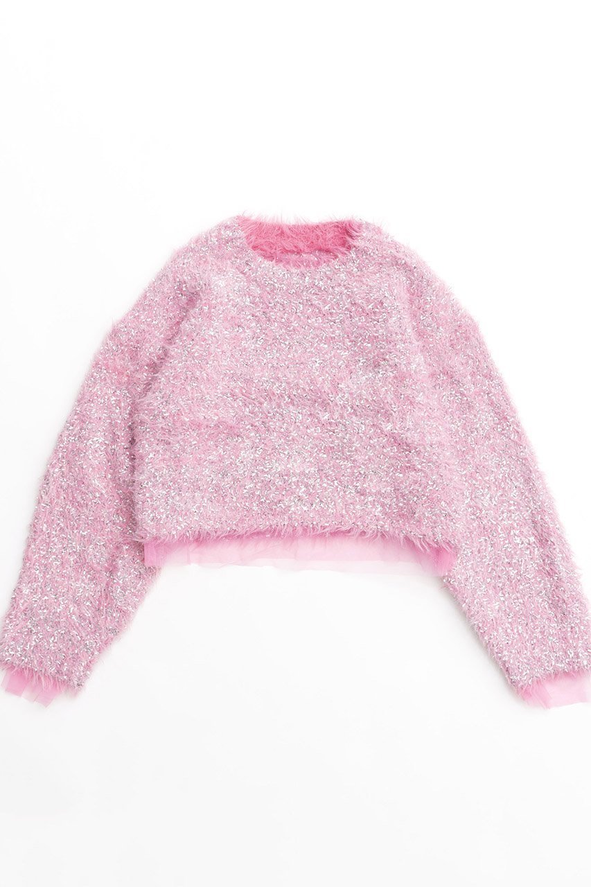 【メゾンスペシャル/MAISON SPECIAL】のSparkling Shaggy Knit Pullover/キラキラシャギープルオーバー インテリア・キッズ・メンズ・レディースファッション・服の通販 founy(ファニー) 　ファッション　Fashion　レディースファッション　WOMEN　トップス・カットソー　Tops/Tshirt　ニット　Knit Tops　プルオーバー　Pullover　イエロー　Yellow　インナー　Inner　チュール　Tulle　NEW・新作・新着・新入荷　New Arrivals　長袖　Long Sleeve　PNK(ピンク)|ID: prp329100004162626 ipo3291000000028743753