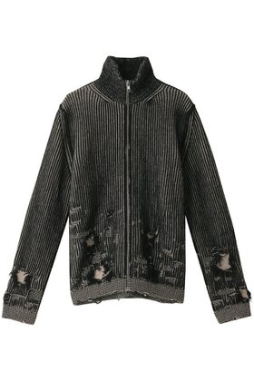 【エムエムシックス メゾンマルジェラ/MM6 Maison Margiela / MEN】の【MEN】ダメージデザイン ジップ ニットブルゾン 人気、トレンドファッション・服の通販 founy(ファニー) ファッション Fashion メンズファッション MEN A/W・秋冬 Aw・Autumn/Winter・Fw・Fall-Winter ジップ Zip ジャケット Jacket スタイリッシュ Stylish ストライプ Stripe ダメージ Damage ハイネック High Neck フロント Front ブルゾン Blouson NEW・新作・新着・新入荷 New Arrivals |ID:prp329100004162633