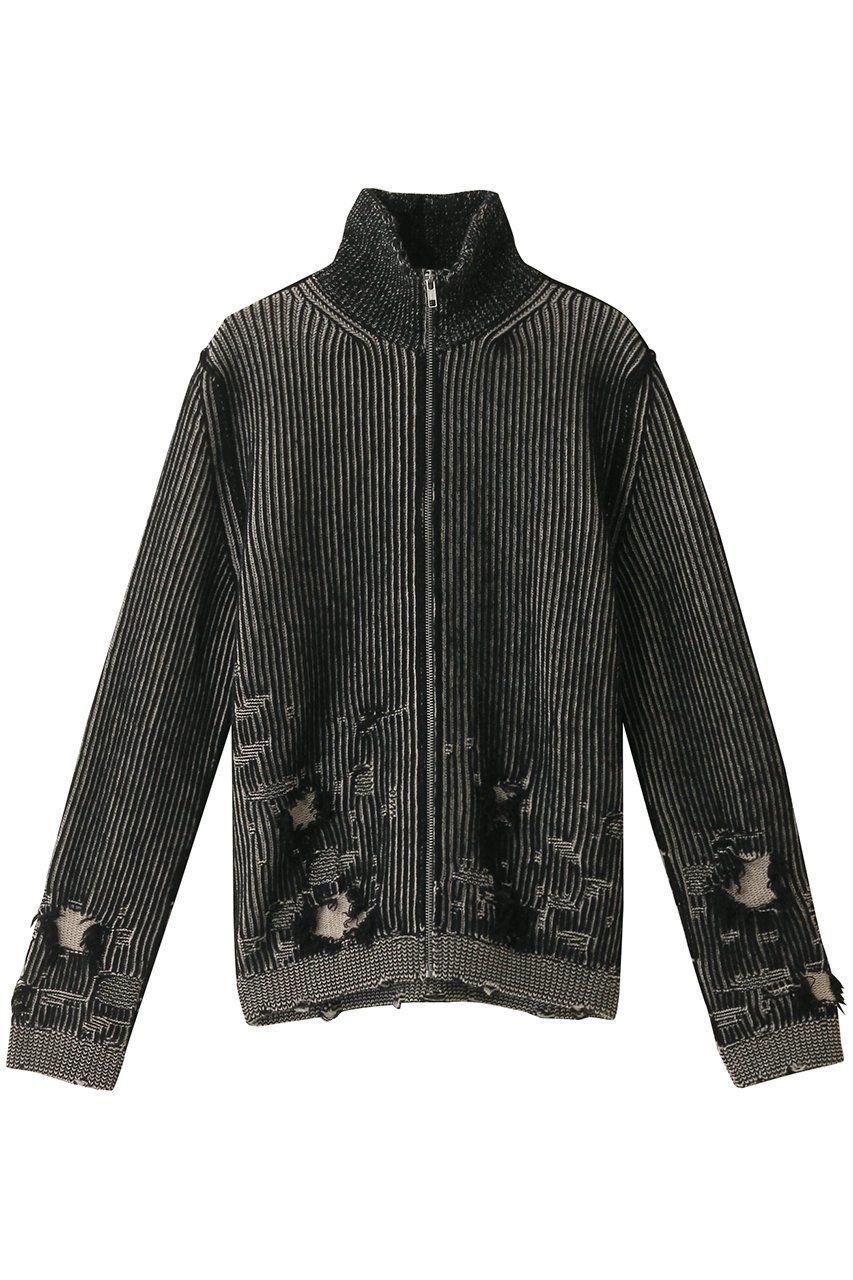 【エムエムシックス メゾンマルジェラ/MM6 Maison Margiela / MEN】の【MEN】ダメージデザイン ジップ ニットブルゾン 人気、トレンドファッション・服の通販 founy(ファニー) 　ファッション　Fashion　メンズファッション　MEN　A/W・秋冬　Aw・Autumn/Winter・Fw・Fall-Winter　ジップ　Zip　ジャケット　Jacket　スタイリッシュ　Stylish　ストライプ　Stripe　ダメージ　Damage　ハイネック　High Neck　フロント　Front　ブルゾン　Blouson　NEW・新作・新着・新入荷　New Arrivals　 other-1|ID: prp329100004162633 ipo3291000000028743776