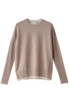 【ベイジ,/BEIGE,】のPOMPE(ポンプ)/ウールカシミヤクルーネックニット Taupe×Ecru|ID:prp329100004165019