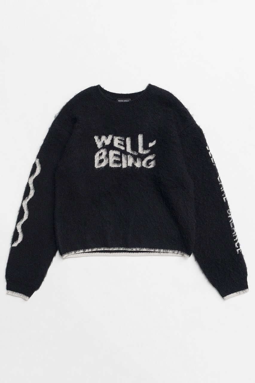 【メゾンスペシャル/MAISON SPECIAL】のWELLBEING Logo Jacquard Knit Sweater/WELLBEINGロゴジャガードニット インテリア・キッズ・メンズ・レディースファッション・服の通販 founy(ファニー) 　ファッション　Fashion　レディースファッション　WOMEN　トップス・カットソー　Tops/Tshirt　ニット　Knit Tops　パーカ　Sweats　プルオーバー　Pullover　スウェット　Sweat　NEW・新作・新着・新入荷　New Arrivals　BLK(ブラック)|ID: prp329100004167087 ipo3291000000028813381