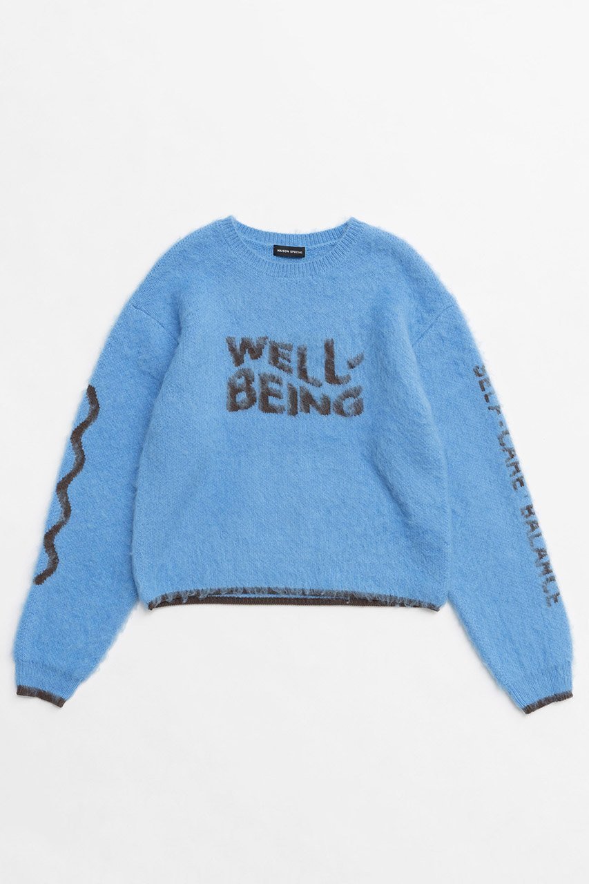 【メゾンスペシャル/MAISON SPECIAL】のWELLBEING Logo Jacquard Knit Sweater/WELLBEINGロゴジャガードニット インテリア・キッズ・メンズ・レディースファッション・服の通販 founy(ファニー) 　ファッション　Fashion　レディースファッション　WOMEN　トップス・カットソー　Tops/Tshirt　ニット　Knit Tops　パーカ　Sweats　プルオーバー　Pullover　スウェット　Sweat　NEW・新作・新着・新入荷　New Arrivals　BLU(ブルー)|ID: prp329100004167087 ipo3291000000028813383