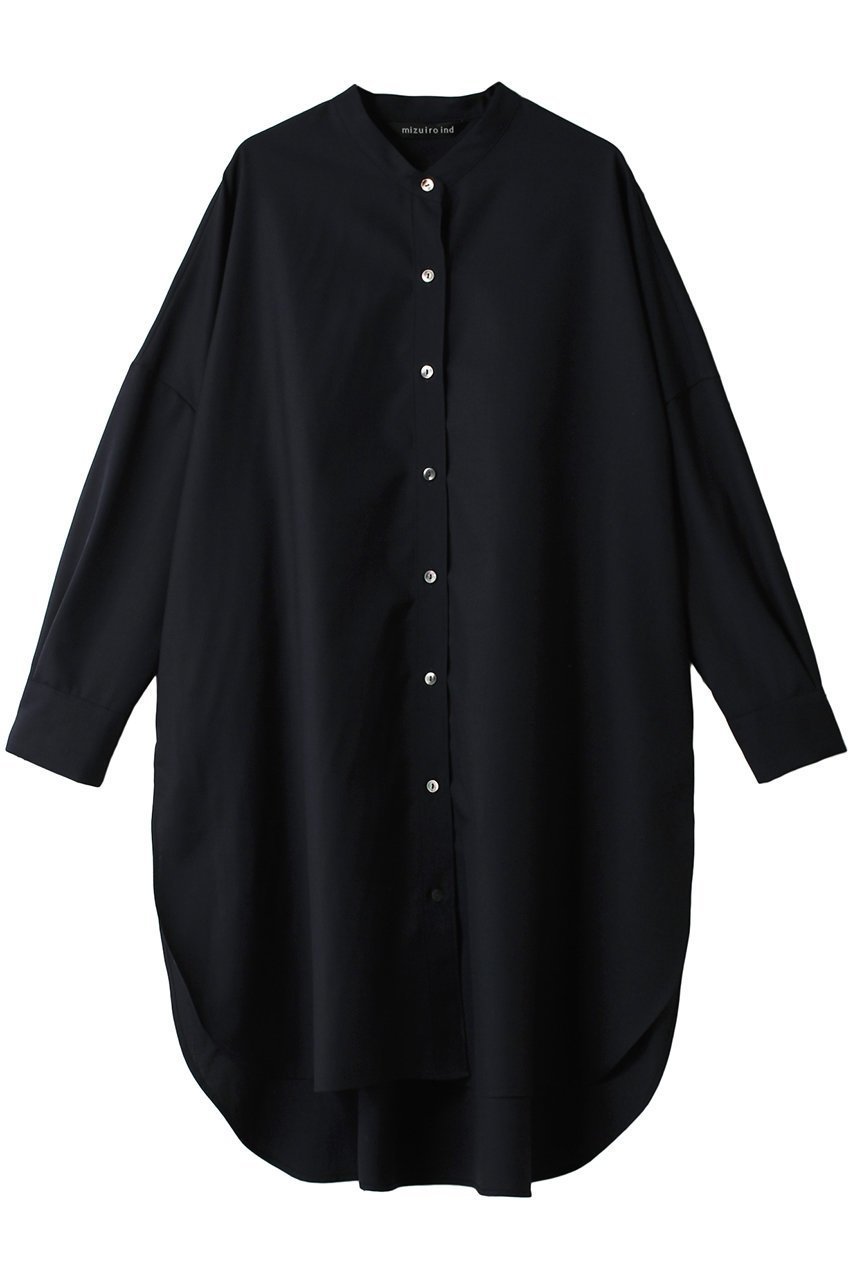 【ミズイロ インド/mizuiro ind】のT/W stand collar shirt tunic チュニック インテリア・キッズ・メンズ・レディースファッション・服の通販 founy(ファニー) 　ファッション　Fashion　レディースファッション　WOMEN　ワンピース　Dress　チュニック　Tunic　シンプル　Simple　スタンド　Stand　スリット　Slit　チュニック　Tunic　トレンド　Trend　ビッグ　Big　ボトム　Bottom　navy|ID: prp329100004167096 ipo3291000000028813475