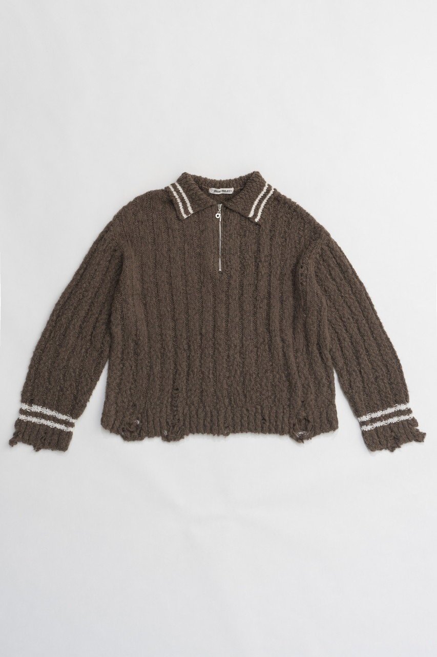 【プランク プロジェクト/PRANK PROJECT】のポロネックニット/Polo Neck Knit インテリア・キッズ・メンズ・レディースファッション・服の通販 founy(ファニー) 　ファッション　Fashion　レディースファッション　WOMEN　トップス・カットソー　Tops/Tshirt　ニット　Knit Tops　プルオーバー　Pullover　ジップ　Zip　セットアップ　Set Up　ダメージ　Damage　NEW・新作・新着・新入荷　New Arrivals　BRN(ブラウン)|ID: prp329100004169777 ipo3291000000028850471