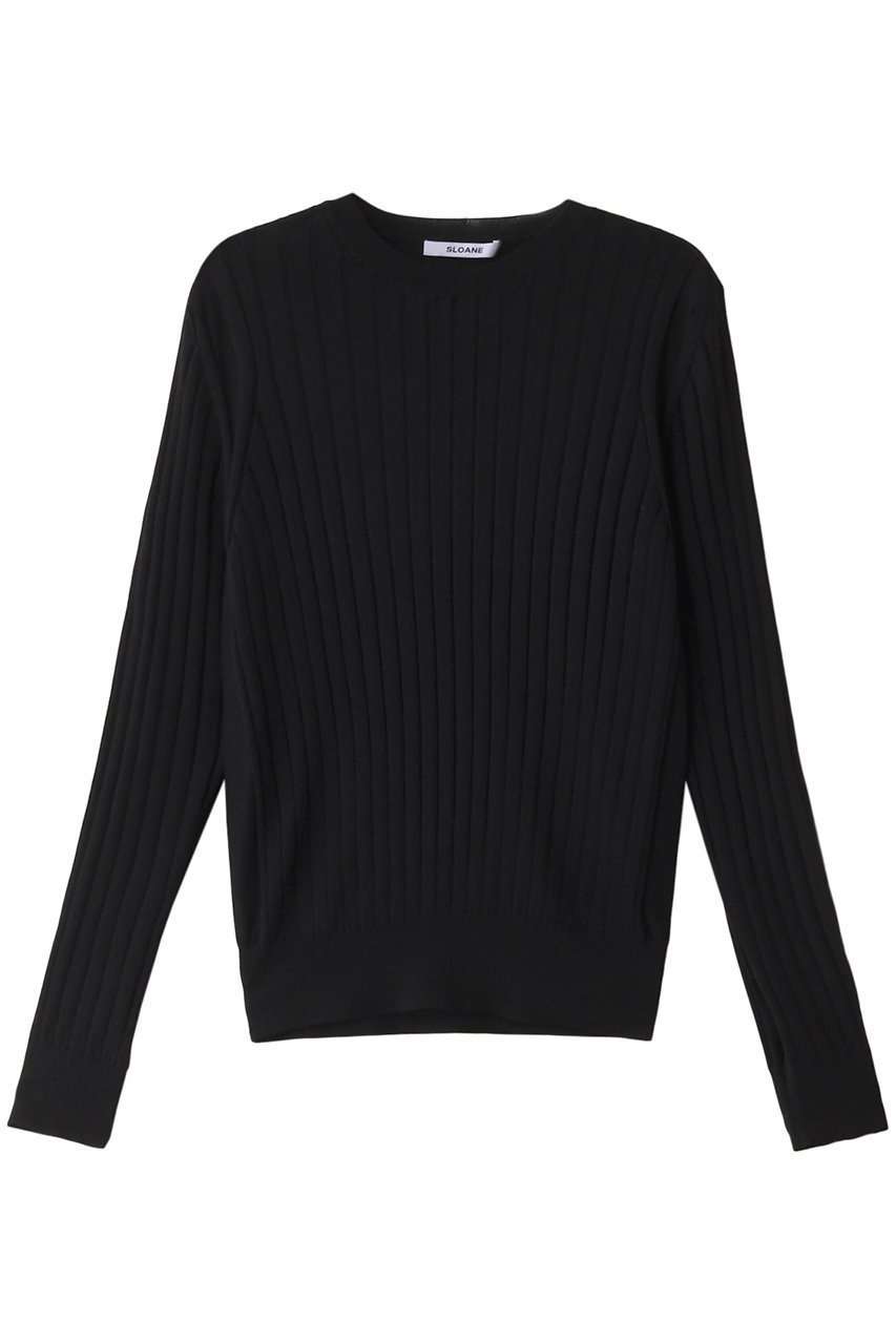 【スローン/SLOANE】の【UNISEX】18Gワイドリブ ウール×シルク クルーネックプルオーバー インテリア・キッズ・メンズ・レディースファッション・服の通販 founy(ファニー) 　ファッション　Fashion　レディースファッション　Fashion for Women　トップス・カットソー　Cut & Sew Tops　ニット　Knit Tops & Sweaters　カジュアルプルオーバー・ニットトップス　Pullovers & Knit Tops / Casual Pullovers　ユニセックス　Unisex, Genderless　インナー　Innerwear　シルク　Silk, 100% Silk　フィット　Fit, Slim Fit　ワイドリブ　Wide Rib, Wide Ribbed Knit　定番　Standard, Basic Item　ブラック|ID: prp329100004169798 ipo3291000000032925872