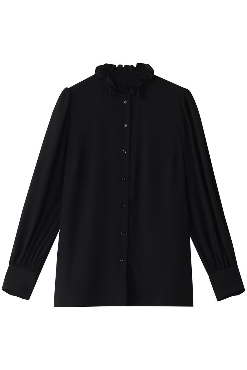 【デザイン ワークス/DESIGN WORKS】のバックサテンアムンゼンブラウス インテリア・キッズ・メンズ・レディースファッション・服の通販 founy(ファニー) 　ファッション　Fashion　レディースファッション　Fashion for Women　トップス・カットソー　Cut & Sew Tops　シャツ・ブラウス・オフィスカジュアル　Elegant Blouses & Button-Ups　バッグ　Bags　おすすめ　Recommended / Our Picks　エレガント 上品　Elegant　ジャケット　Jacket, Outerwear　スリーブ　Sleeve, Long Sleeve / Short Sleeve　デニム　Denim, Jeans Material　ファブリック　Fabric, Textile　フリル　Frill, Ruffle　ロング　Long, Long-Length　ブラック|ID: prp329100004169816 ipo3291000000034955556