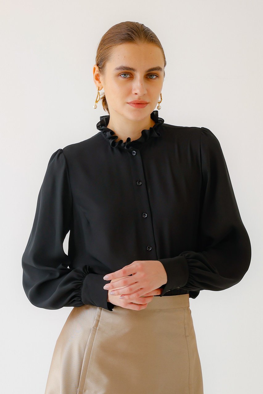 【デザイン ワークス/DESIGN WORKS】のバックサテンアムンゼンブラウス 人気、トレンドファッション・服の通販 founy(ファニー) 　ファッション　Fashion　レディースファッション　Fashion for Women　トップス・カットソー　Cut & Sew Tops　シャツ・ブラウス・オフィスカジュアル　Elegant Blouses & Button-Ups　バッグ　Bags　おすすめ　Recommended / Our Picks　エレガント 上品　Elegant　ジャケット　Jacket, Outerwear　スリーブ　Sleeve, Long Sleeve / Short Sleeve　デニム　Denim, Jeans Material　ファブリック　Fabric, Textile　フリル　Frill, Ruffle　ロング　Long, Long-Length　other-8|ID: prp329100004169816 ipo3291000000034955567