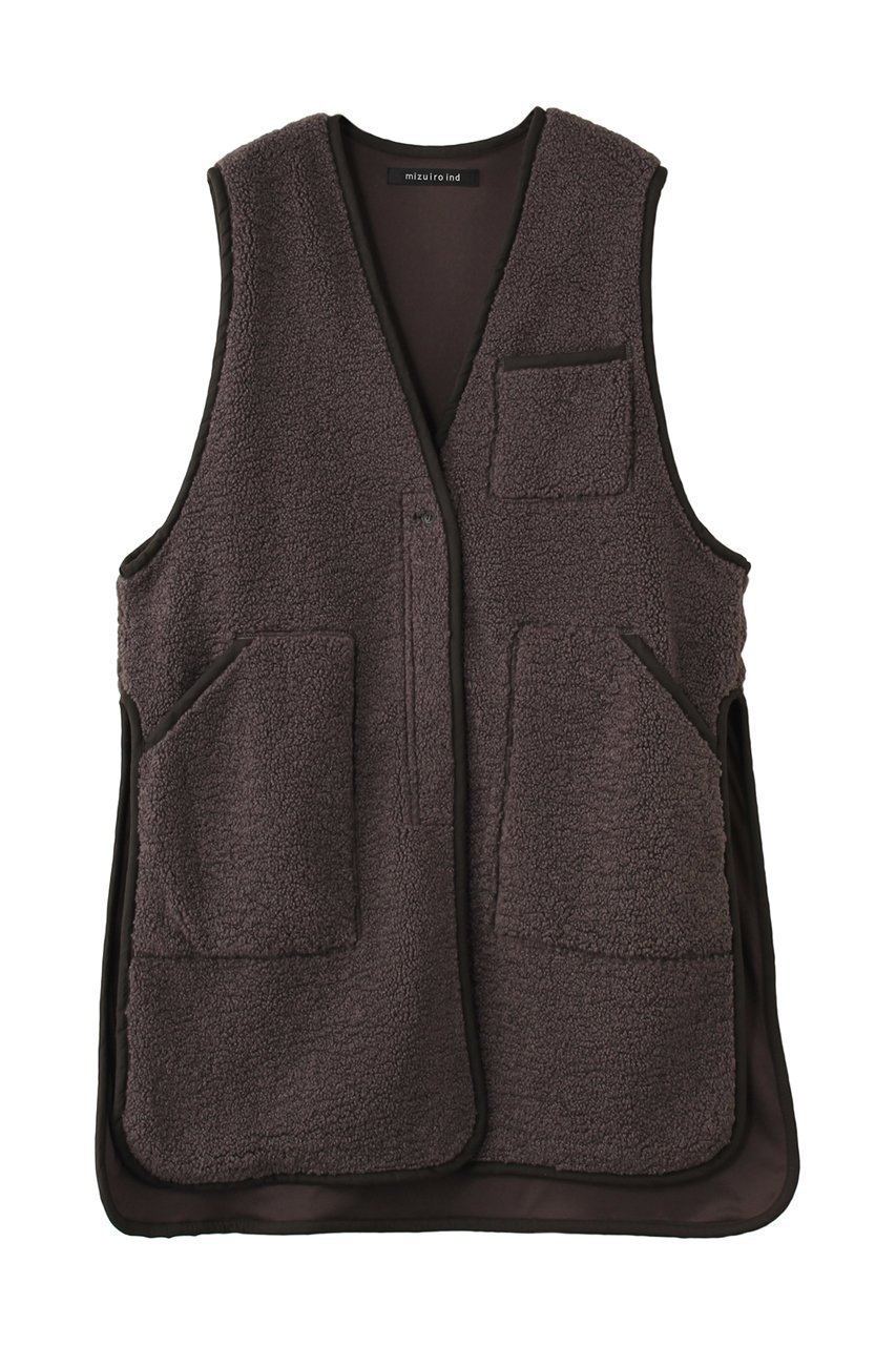 【ミズイロ インド/mizuiro ind】のboa long vest ベスト インテリア・キッズ・メンズ・レディースファッション・服の通販 founy(ファニー) 　ファッション　Fashion　レディースファッション　WOMEN　アウター　Coat Outerwear　ジャケット　Jackets　インナー　Inner　ジャケット　Jacket　スリット　Slit　パイピング　Piping　ベスト　Vest　ポケット　Pocket　モコモコ　Fluffy　モッズコート　Mod Coat　ライナー　Liner　冬　Winter　NEW・新作・新着・新入荷　New Arrivals　秋　Autumn/Fall　brown|ID: prp329100004169824 ipo3291000000028850668