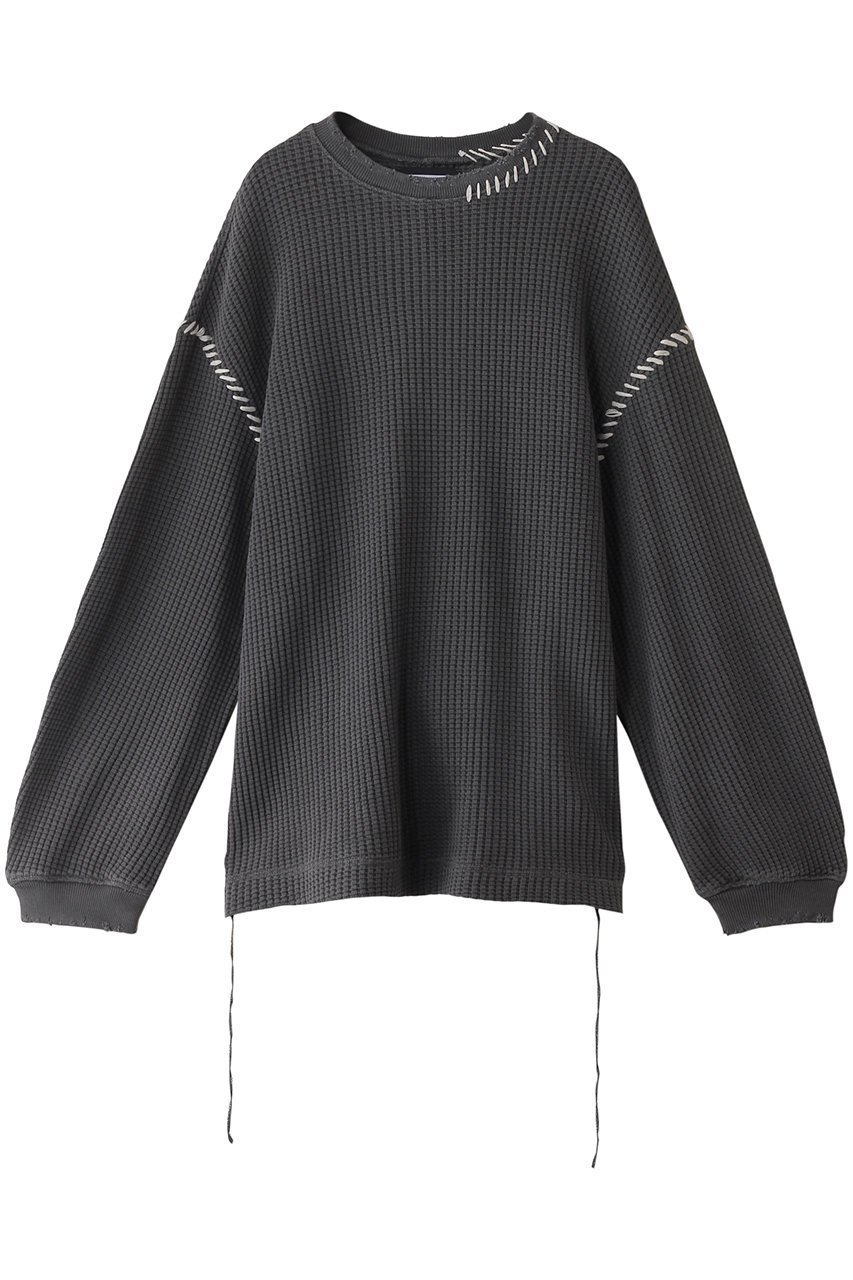 【メゾンスペシャル/MAISON SPECIAL】の【UNISEX】オニワッフルダメージロングスリーブプルオーバー インテリア・キッズ・メンズ・レディースファッション・服の通販 founy(ファニー) 　ファッション　Fashion　レディースファッション　Fashion for Women　トップス・カットソー　Cut & Sew Tops　シャツ・ブラウス・オフィスカジュアル　Elegant Blouses & Button-Ups　ロングTシャツ・Tシャツ　Longline T-Shirts & Tees　カジュアルプルオーバー・ニットトップス　Pullovers & Knit Tops / Casual Pullovers　カットソー・ベーシックTシャツ　Cut-and-Sewn Tops / Stretch Tees & Basics　ユニセックス　Unisex, Genderless　スリーブ　Sleeve, Long Sleeve / Short Sleeve　ダメージ　Distressed, Destroyed　ハンド　Hand, Handmade　ロング　Long, Long-Length　ワッフル　Waffle, Waffle Knit　C.GRY(チャコールグレー)|ID: prp329100004169827 ipo3291000000032894896