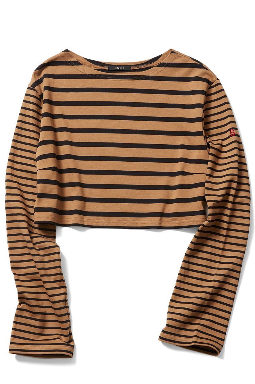 【アロー/aLORS】のHaut mariniere【a】 インテリア・キッズ・メンズ・レディースファッション・服の通販 founy(ファニー) 　ファッション　Fashion　レディースファッション　Fashion for Women　トップス・カットソー　Cut & Sew Tops　シャツ・ブラウス・オフィスカジュアル　Elegant Blouses & Button-Ups　ロングTシャツ・Tシャツ　Longline T-Shirts & Tees　カットソー・ベーシックTシャツ　Cut-and-Sewn Tops / Stretch Tees & Basics　スリーブ　Sleeve, Long Sleeve / Short Sleeve　デニム　Denim, Jeans Material　ボーダー　Border, Stripe　ロング　Long, Long-Length　ブラウン×ブラック|ID: prp329100004171537 ipo3291000000032895543