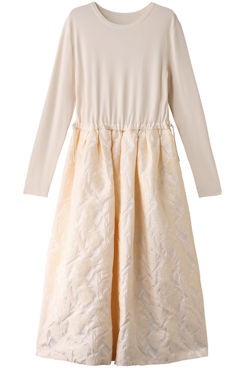 【アドーア/ADORE】のフローラルジャガードワンピース インテリア・キッズ・メンズ・レディースファッション・服の通販 founy(ファニー) 　ファッション　Fashion　レディースファッション　Fashion for Women　ワンピース　Dresses　チュニック　Tunic Tops & Dresses　ジャカード／ジャガード　Jacquard, Woven Pattern　ジャケット　Jacket, Outerwear　チュニック　Tunic, Long Top　ドッキング　Docking, Mixed Material　フラワー　Flower, Floral　モチーフ　Motif, Design Theme　リブニット　Rib Knit, Ribbed Knit　ロング　Long, Long-Length　オフホワイト|ID: prp329100004172678 ipo3291000000032892512
