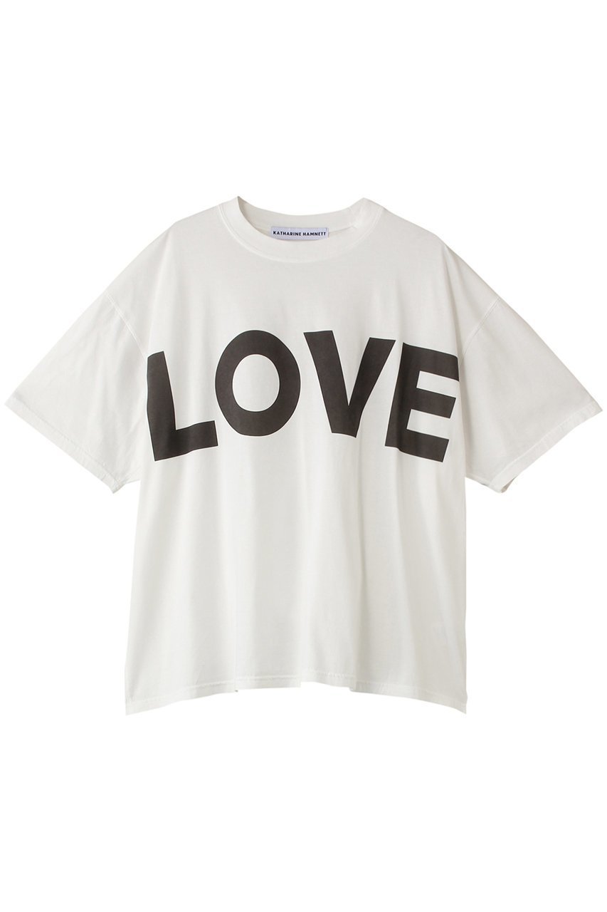 【サードマガジン/THIRD MAGAZINE】の【別注】KATHARINE HAMNETT”LOVE”Tシャツ インテリア・キッズ・メンズ・レディースファッション・服の通販 founy(ファニー) 　ファッション　Fashion　レディースファッション　Fashion for Women　トップス・カットソー　Cut & Sew Tops　シャツ・ブラウス・オフィスカジュアル　Elegant Blouses & Button-Ups　ロングTシャツ・Tシャツ　Longline T-Shirts & Tees　カットソー・ベーシックTシャツ　Cut-and-Sewn Tops / Stretch Tees & Basics　ショート　Short, Short Length　シンプル　Simple, Minimal　スリーブ　Sleeve, Long Sleeve / Short Sleeve　再入荷　Restock / Back in Stock　別注　Limited Edition, Custom Order　ホワイト|ID: prp329100004173243 ipo3291000000035420784