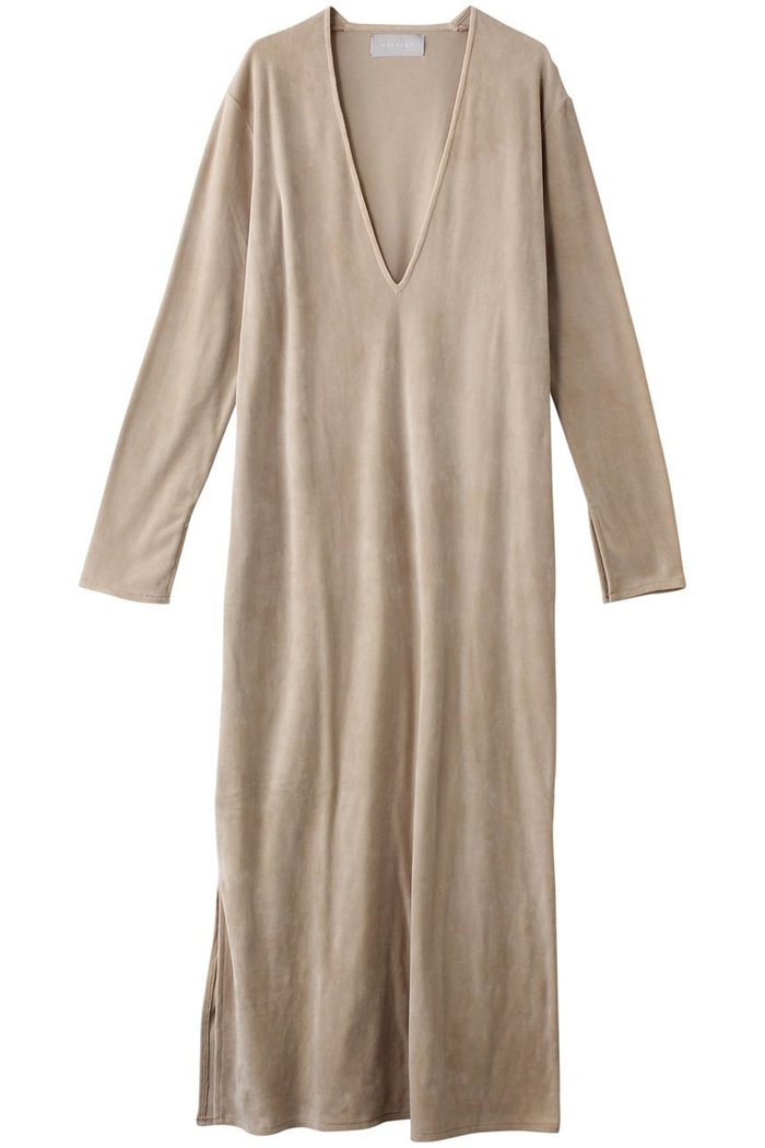 【マリリンムーン/MARILYN MOON】の【WALANCE】コットンベロアディープVネックドレス インテリア・キッズ・メンズ・レディースファッション・服の通販 founy(ファニー) https://founy.com/ ファッション Fashion レディースファッション Fashion for Women ワンピース Dresses フォーマル・パーティードレス・結婚式用ドレス Elegant & Casual Dresses チュニック Tunic Tops & Dresses なめらか Smooth, Silky Texture インナー Innerwear シンプル Simple, Minimal スリット Slit, Slit Detail チュニック Tunic, Long Top ドレス Dress, One-Piece パターン Pattern, Design Print ロング Long, Long-Length |ID: prp329100004173947 ipo3291000000035793408