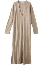 【マリリンムーン/MARILYN MOON】の【WALANCE】コットンベロアディープVネックドレス グレージュ|ID: prp329100004173947 ipo3291000000035793409