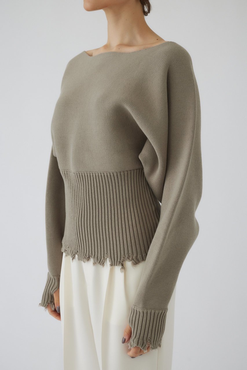 【リムアーク/RIM.ARK】のDamage fit knit tops/ニット 人気、トレンドファッション・服の通販 founy(ファニー) 　ファッション　Fashion　レディースファッション　Fashion for Women　トップス・カットソー　Cut & Sew Tops　ニット　Knit Tops & Sweaters　カジュアルプルオーバー・ニットトップス　Pullovers & Knit Tops / Casual Pullovers　ダメージ　Distressed, Destroyed　デコルテ　Décolleté, Neckline　バランス　Balance, Style Balance　フィット　Fit, Slim Fit　other-2|ID: prp329100004179725 ipo3291000000032959351