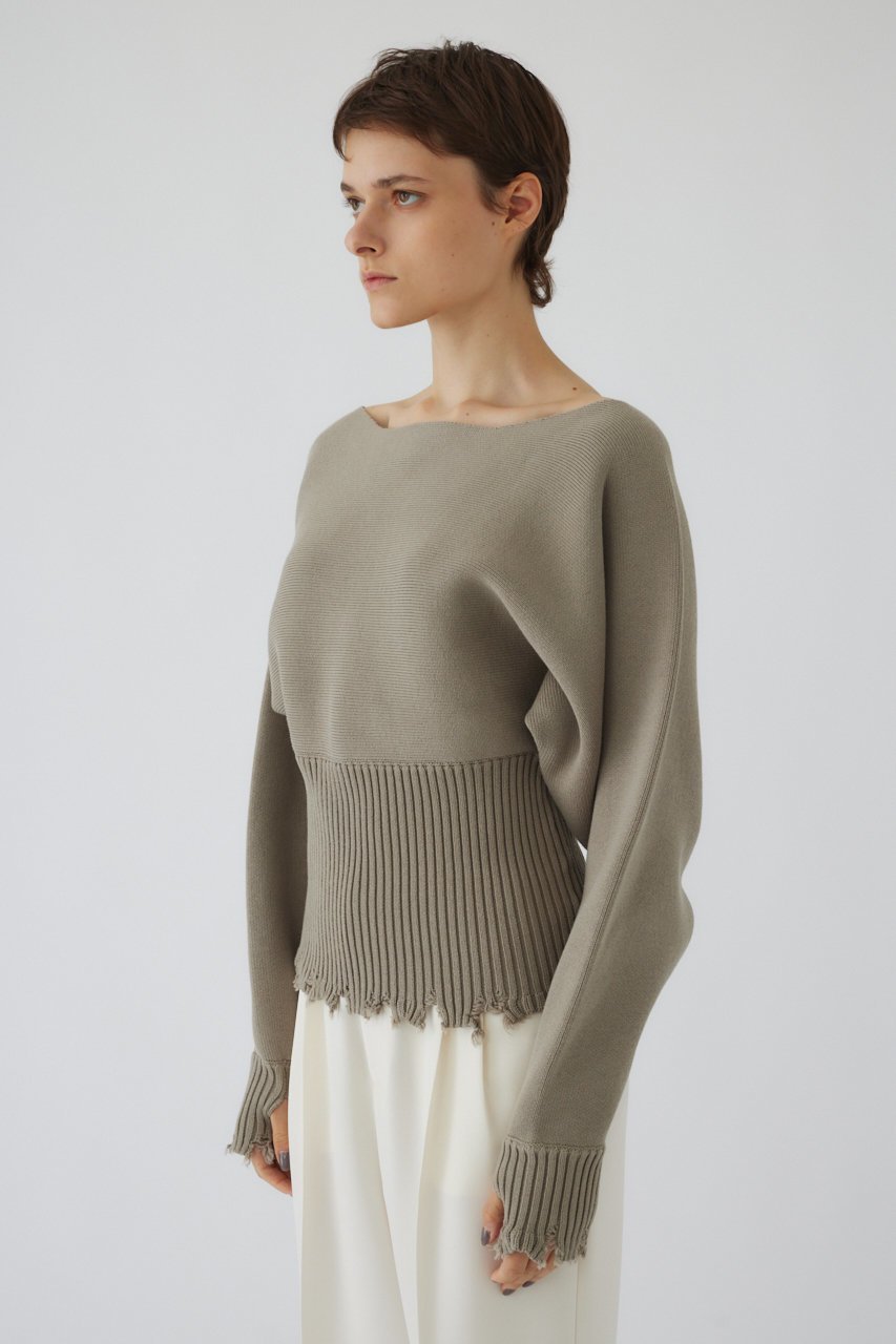 【リムアーク/RIM.ARK】のDamage fit knit tops/ニット 人気、トレンドファッション・服の通販 founy(ファニー) 　ファッション　Fashion　レディースファッション　Fashion for Women　トップス・カットソー　Cut & Sew Tops　ニット　Knit Tops & Sweaters　カジュアルプルオーバー・ニットトップス　Pullovers & Knit Tops / Casual Pullovers　ダメージ　Distressed, Destroyed　デコルテ　Décolleté, Neckline　バランス　Balance, Style Balance　フィット　Fit, Slim Fit　other-3|ID: prp329100004179725 ipo3291000000032959356