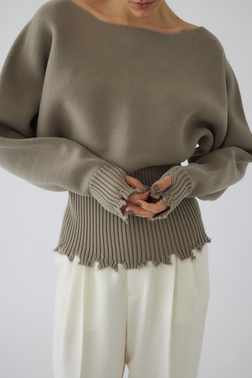 【リムアーク/RIM.ARK】のDamage fit knit tops/ニット 人気、トレンドファッション・服の通販 founy(ファニー) 　ファッション　Fashion　レディースファッション　Fashion for Women　トップス・カットソー　Cut & Sew Tops　ニット　Knit Tops & Sweaters　カジュアルプルオーバー・ニットトップス　Pullovers & Knit Tops / Casual Pullovers　ダメージ　Distressed, Destroyed　デコルテ　Décolleté, Neckline　バランス　Balance, Style Balance　フィット　Fit, Slim Fit　other-7|ID: prp329100004179725 ipo3291000000032959373