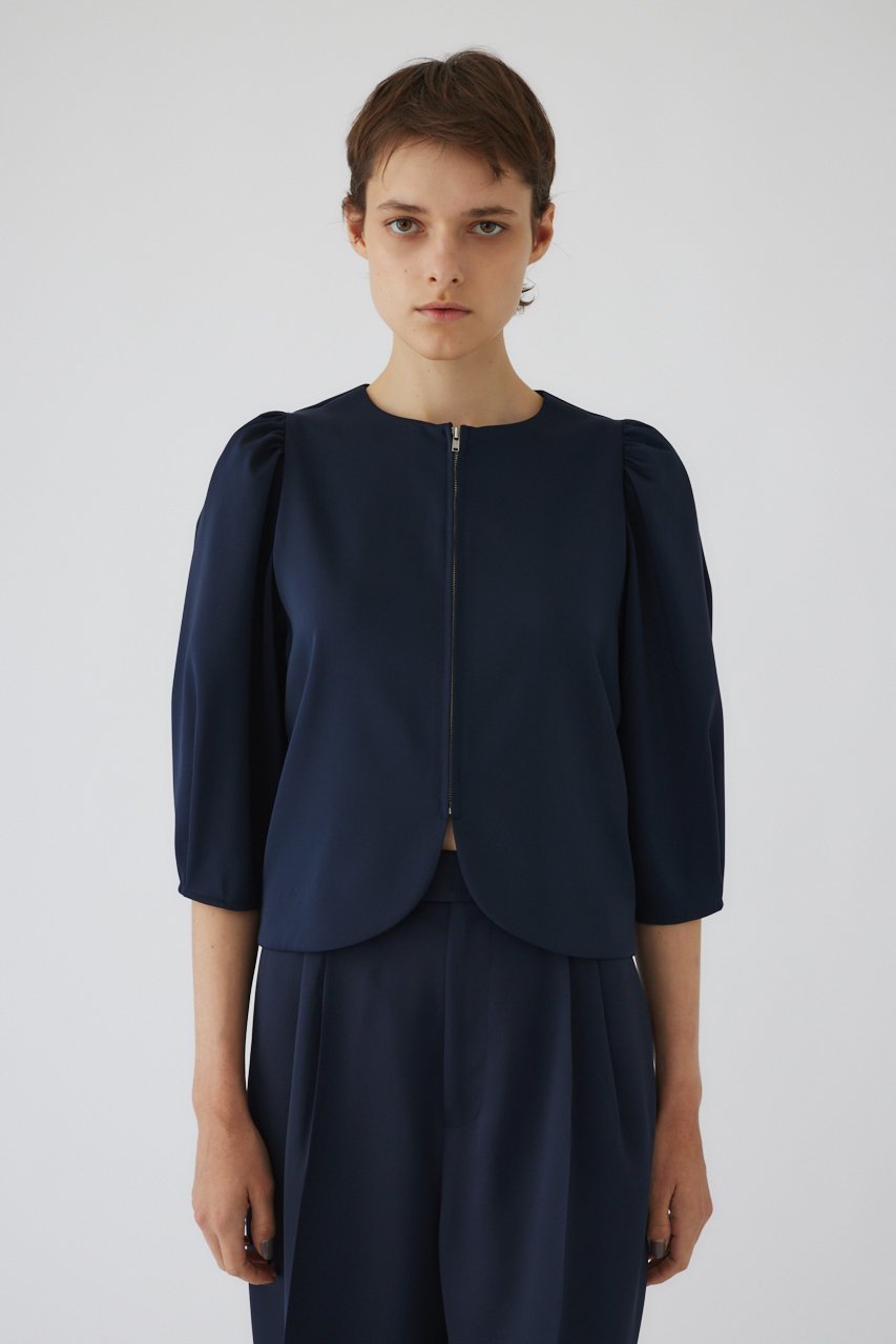 【リムアーク/RIM.ARK】のVolume sleeve short JK/ジャケット インテリア・キッズ・メンズ・レディースファッション・服の通販 founy(ファニー) 　ファッション　Fashion　レディースファッション　Fashion for Women　アウター　Coat / Outerwear Collection　レディースジャケット・軽アウター　Jackets　アクセサリー　Fashion Accessories　サテン　Satin, Glossy Fabric　シルク　Silk, 100% Silk　ジップ　Zip, Zipper　ジャケット　Jacket, Outerwear　スリーブ　Sleeve, Long Sleeve / Short Sleeve　フォーマル　Formal, Dressy　エレガント 上品　Elegant　ネイビー|ID: prp329100004179728 ipo3291000000034969853