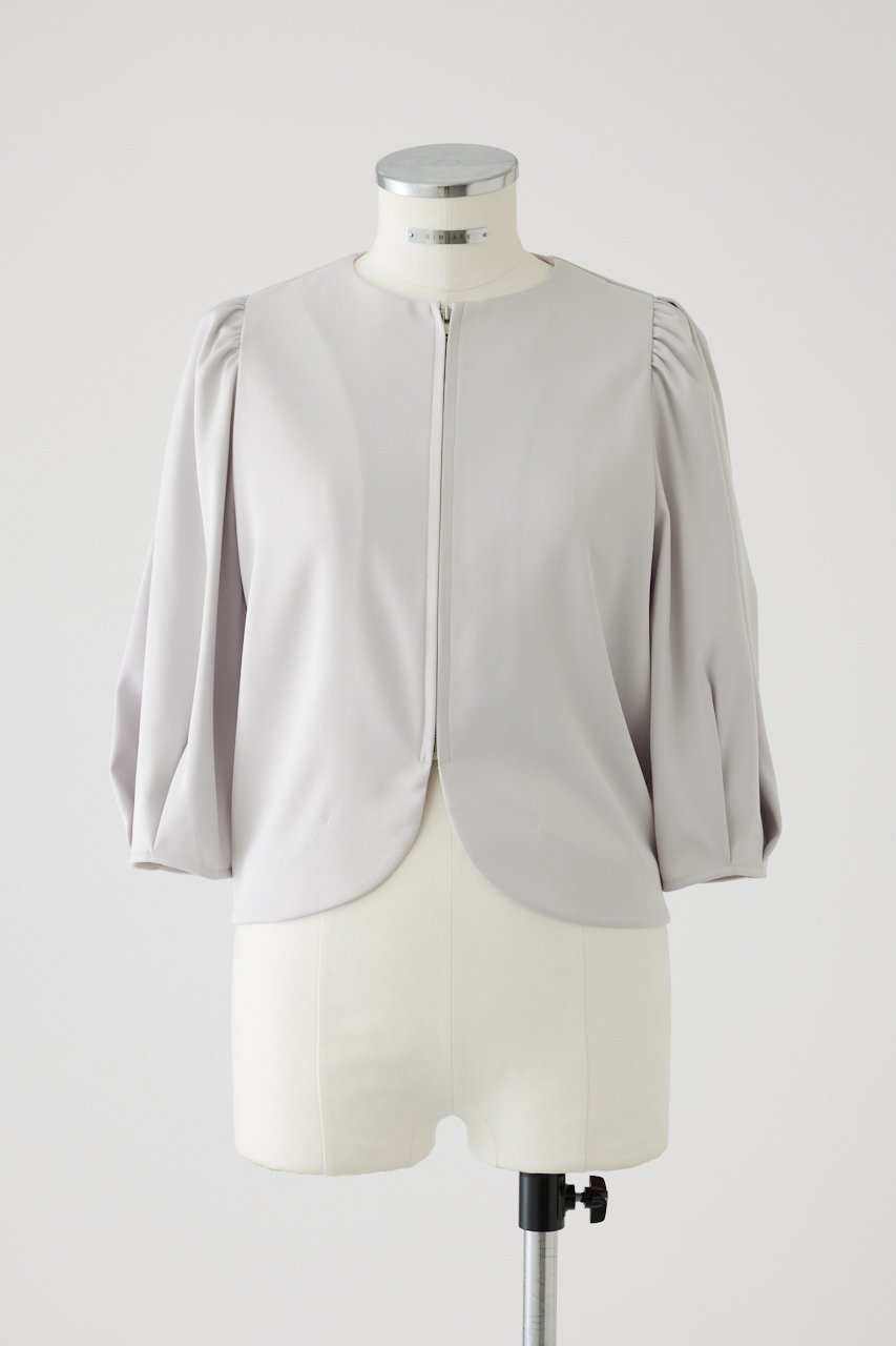 【リムアーク/RIM.ARK】のVolume sleeve short JK/ジャケット インテリア・キッズ・メンズ・レディースファッション・服の通販 founy(ファニー) 　ファッション　Fashion　レディースファッション　Fashion for Women　アウター　Coat / Outerwear Collection　レディースジャケット・軽アウター　Jackets　アクセサリー　Fashion Accessories　サテン　Satin, Glossy Fabric　シルク　Silk, 100% Silk　ジップ　Zip, Zipper　ジャケット　Jacket, Outerwear　スリーブ　Sleeve, Long Sleeve / Short Sleeve　フォーマル　Formal, Dressy　エレガント 上品　Elegant　ライトグレー|ID: prp329100004179728 ipo3291000000034969854