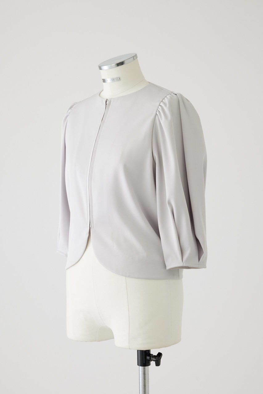 【リムアーク/RIM.ARK】のVolume sleeve short JK/ジャケット 人気、トレンドファッション・服の通販 founy(ファニー) 　ファッション　Fashion　レディースファッション　Fashion for Women　アウター　Coat / Outerwear Collection　レディースジャケット・軽アウター　Jackets　アクセサリー　Fashion Accessories　サテン　Satin, Glossy Fabric　シルク　Silk, 100% Silk　ジップ　Zip, Zipper　ジャケット　Jacket, Outerwear　スリーブ　Sleeve, Long Sleeve / Short Sleeve　フォーマル　Formal, Dressy　エレガント 上品　Elegant　other-6|ID: prp329100004179728 ipo3291000000034969864