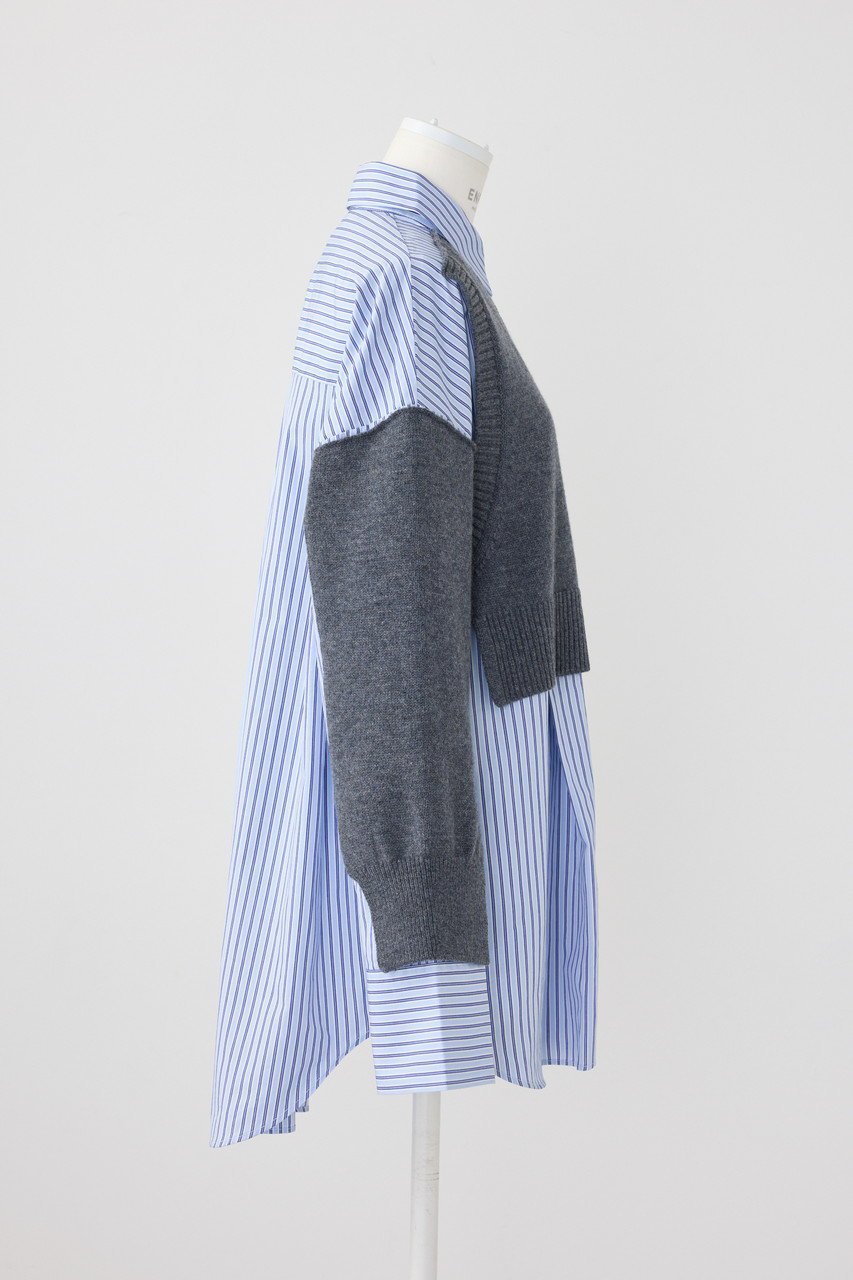 【エンフォルド/ENFOLD】のKnit Combi SH/シャツ 人気、トレンドファッション・服の通販 founy(ファニー) ファッション Fashion レディースファッション Fashion for Women トップス・カットソー Cut & Sew Tops ニット Knit Tops & Sweaters シャツ・ブラウス・オフィスカジュアル Elegant Blouses & Button-Ups コンビ Combo, Combination Style スリーブ Sleeve, Long Sleeve / Short Sleeve ロング Long, Long-Length other-4|ID: prp329100004179734 ipo3291000000032888977